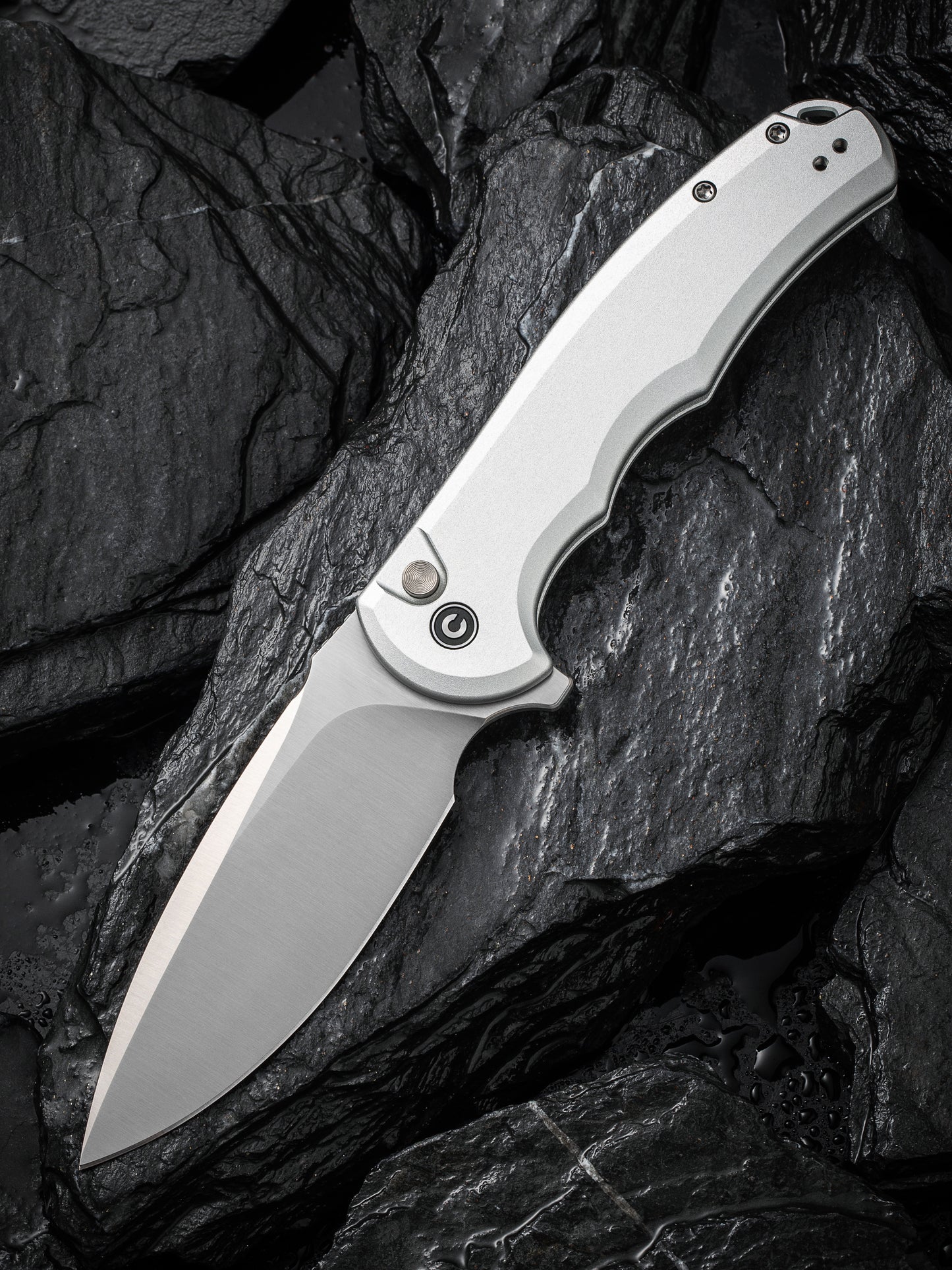 Civivi Praxis Button Lock 3.75" Nitro-V Silver Aluminium Folding Knife C18026E-2