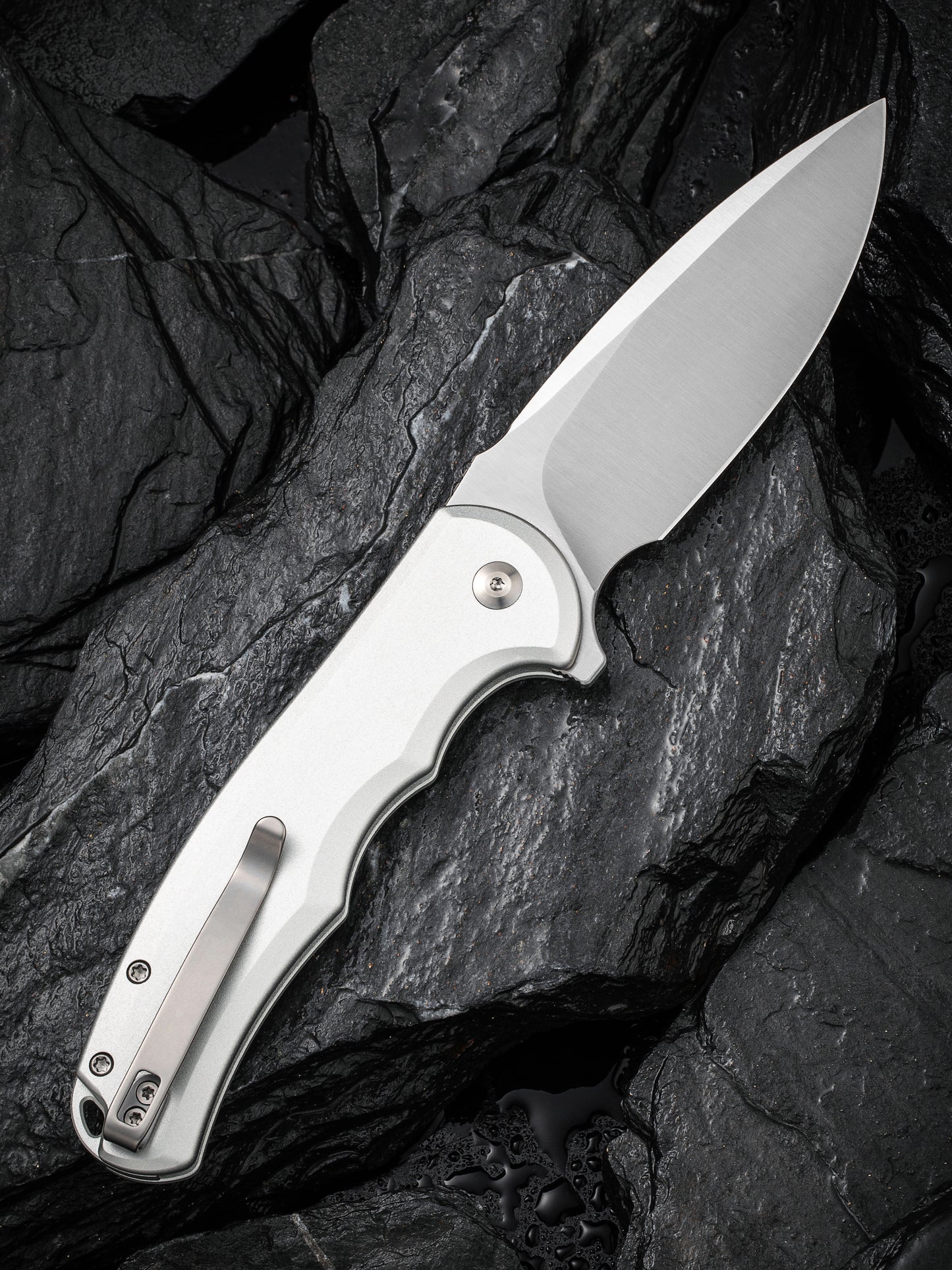 Civivi Praxis Button Lock 3.75" Nitro-V Silver Aluminium Folding Knife C18026E-2
