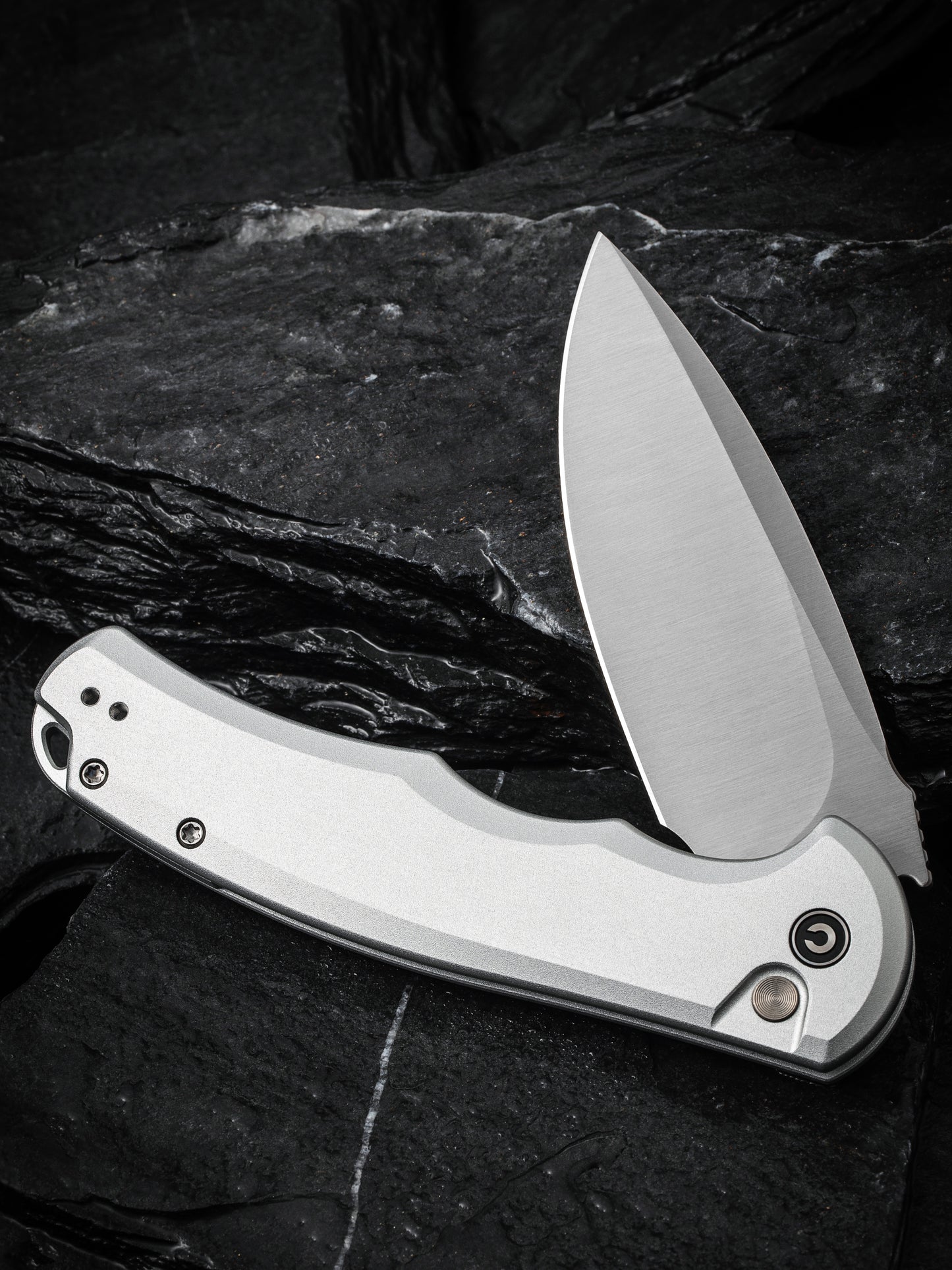 Civivi Praxis Button Lock 3.75" Nitro-V Silver Aluminium Folding Knife C18026E-2