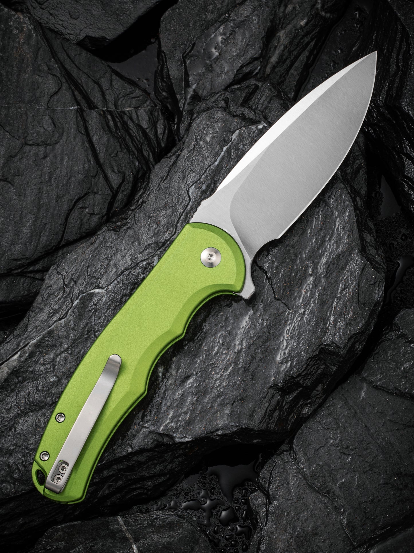 Civivi Praxis Button Lock 3.75" Nitro-V Lime Green Aluminium Folding Knife C18026E-3