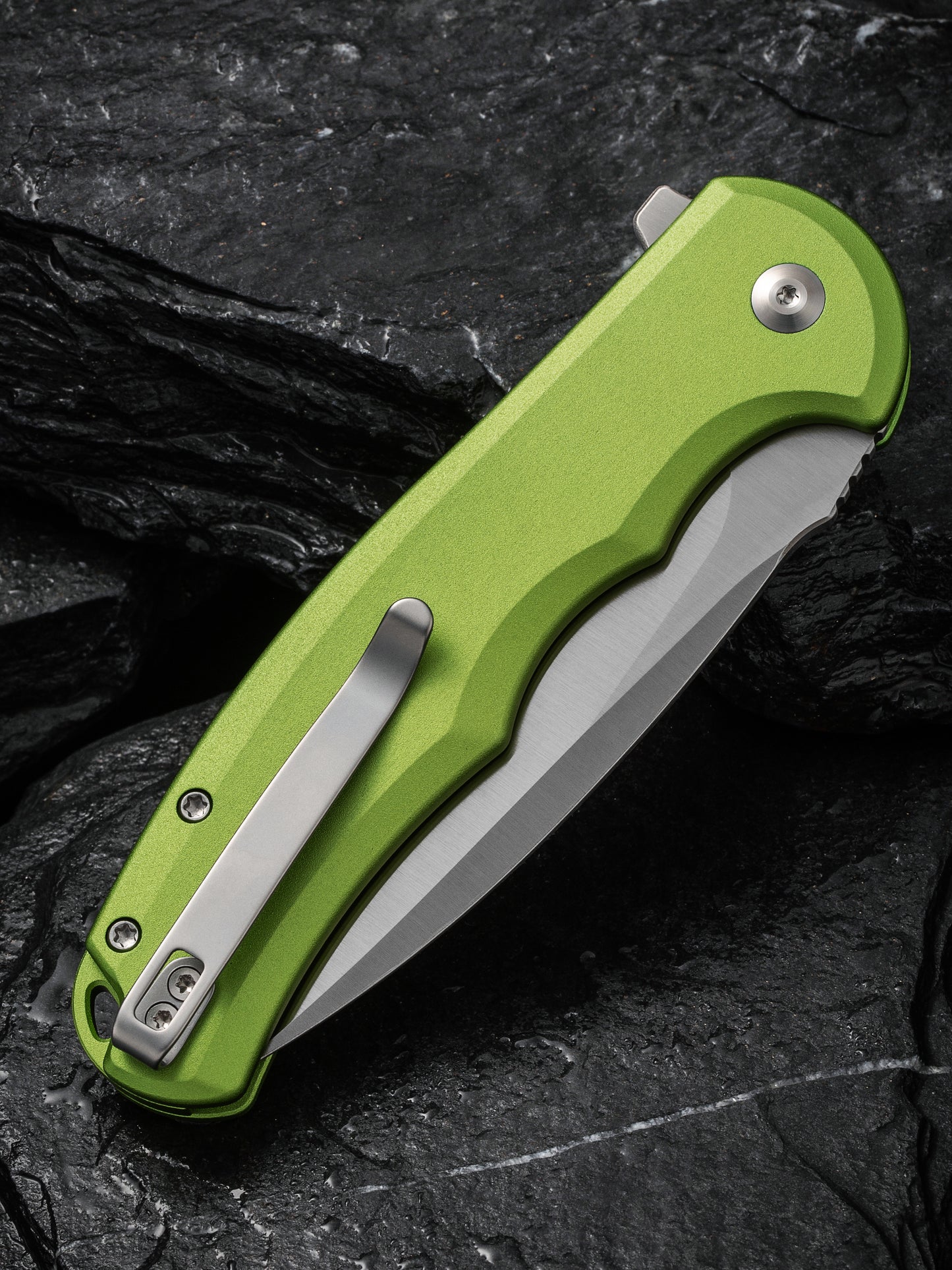 Civivi Praxis Button Lock 3.75" Nitro-V Lime Green Aluminium Folding Knife C18026E-3
