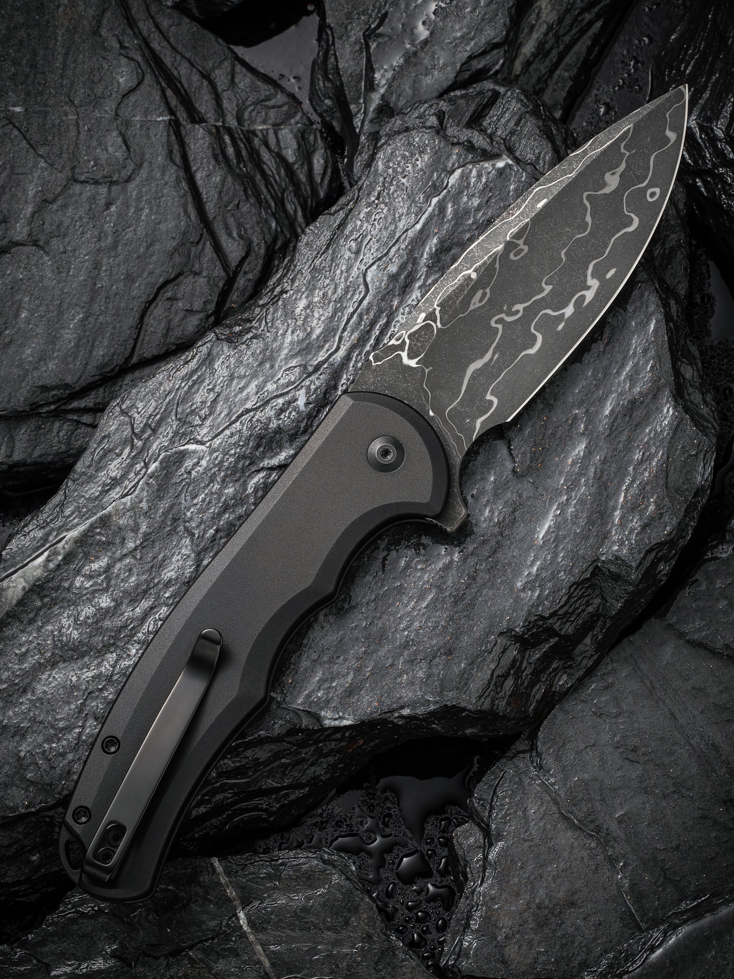 Civivi Praxis Button Lock 3.75" Damascus Aluminium Folding Knife C18026E-DS1