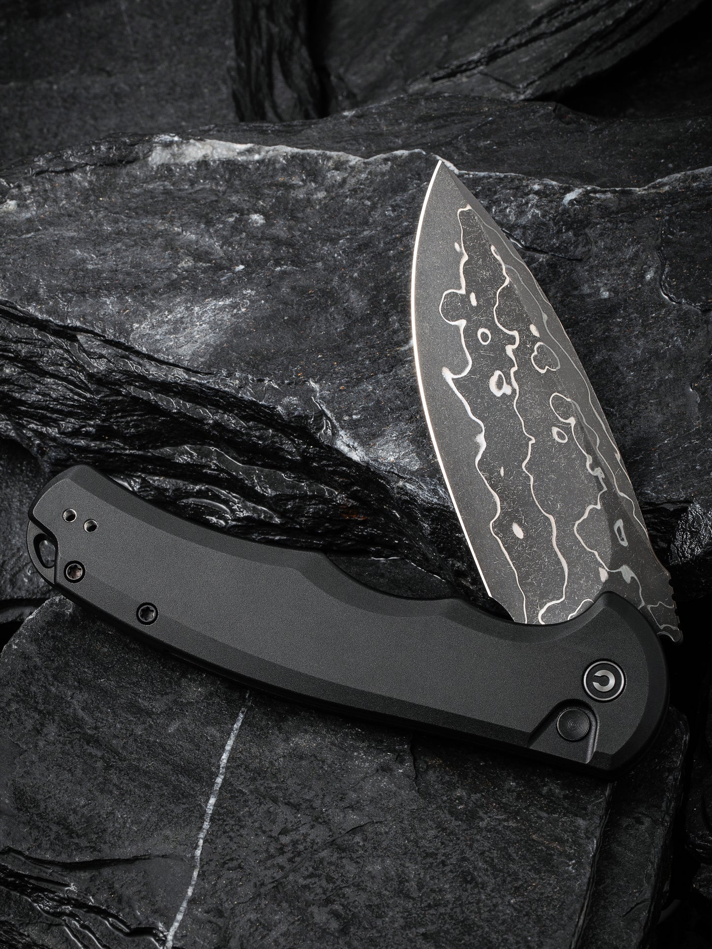 Civivi Praxis Button Lock 3.75" Damascus Aluminium Folding Knife C18026E-DS1