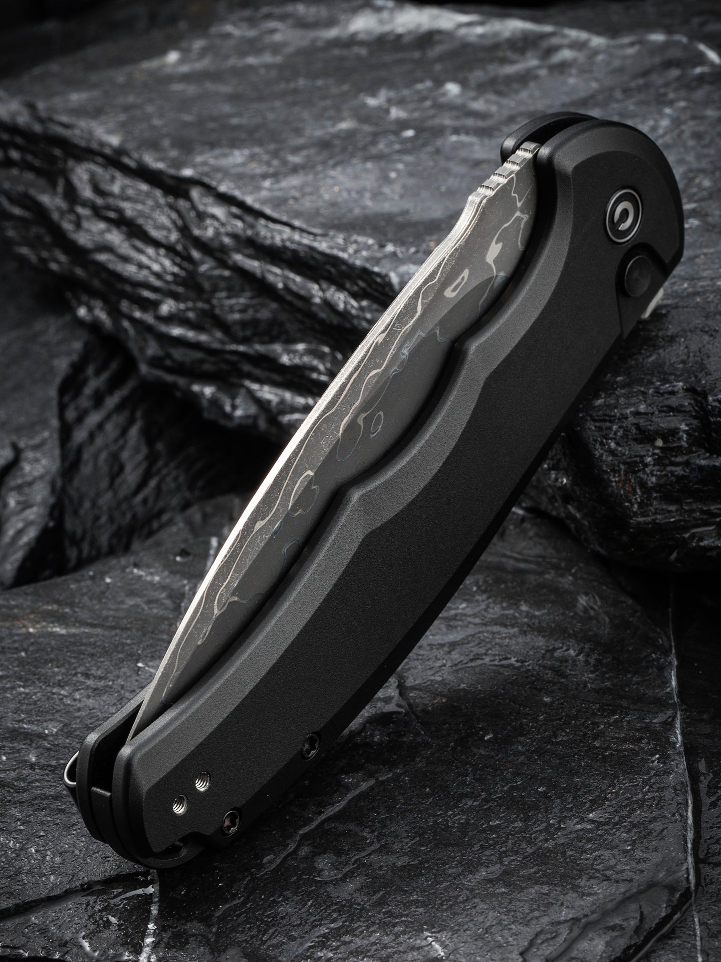 Civivi Praxis Button Lock 3.75" Damascus Aluminium Folding Knife C18026E-DS1