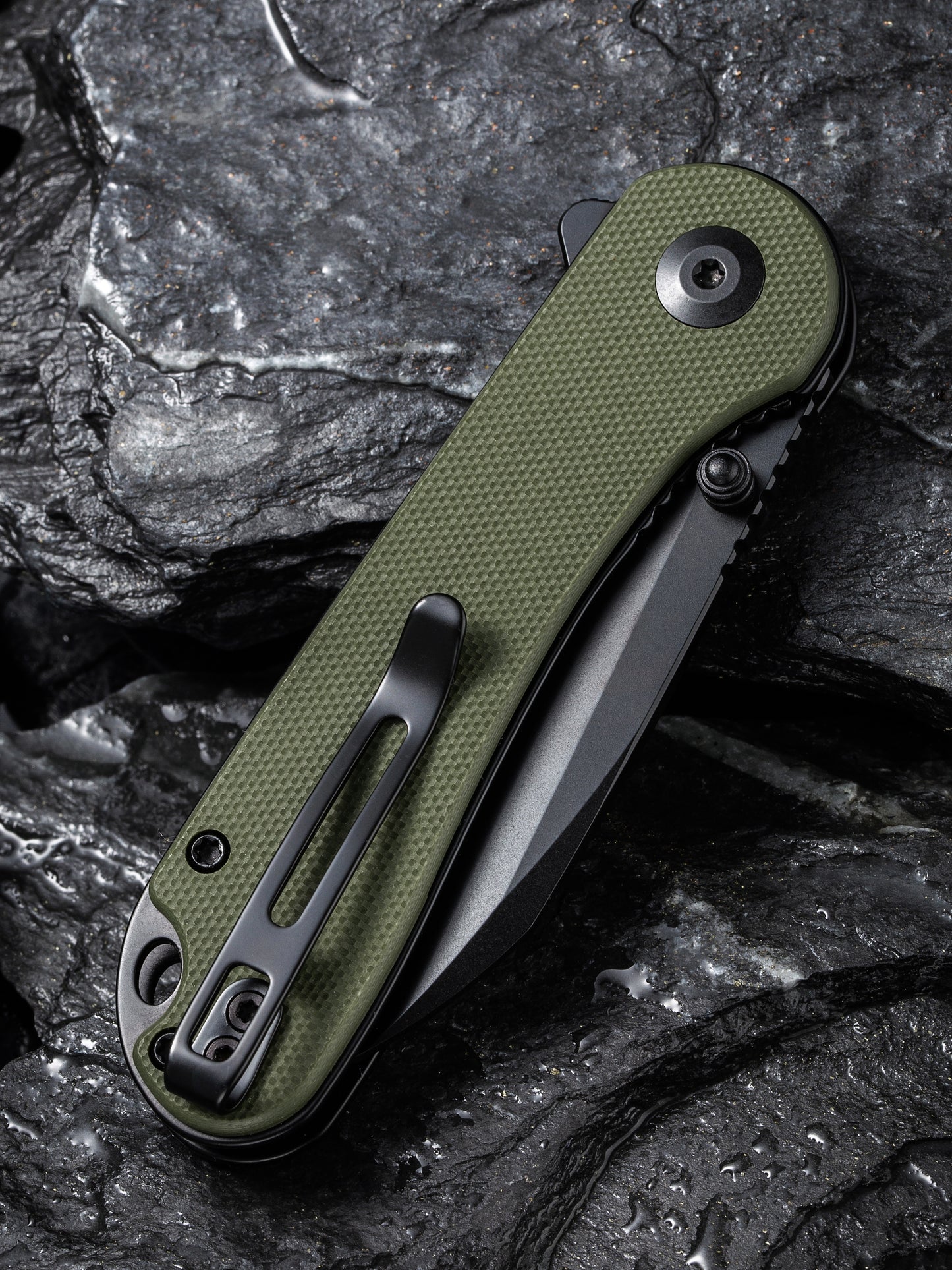 Civivi Elementum Wharncliffe 2.97" Nitro-V Black OD Green G-10 Folding Knife C18062AF-2