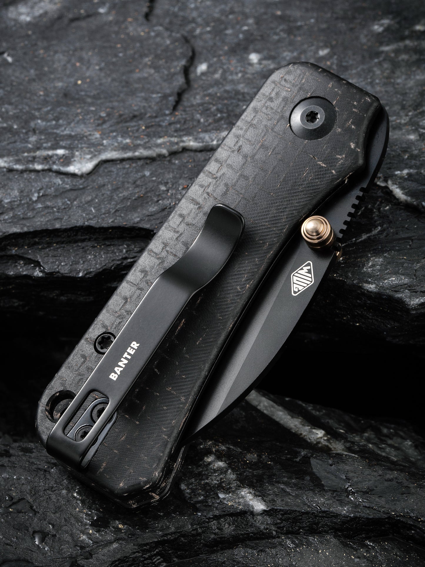 Civivi Baby Banter Wharncliffe 2.32" Black Nitro-V Black Burlap Micarta Folding Knife C19068SC-1
