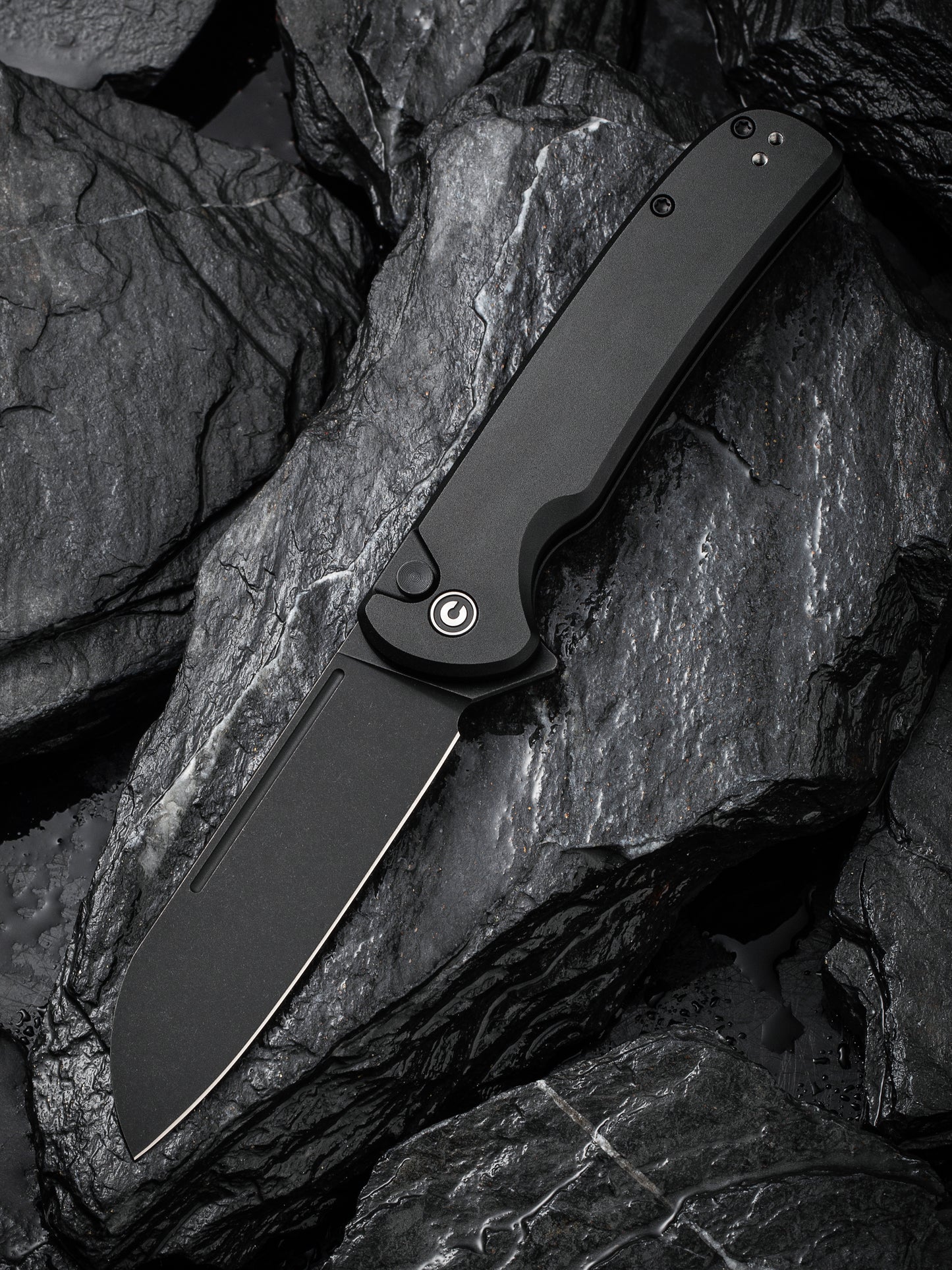 Civivi Chevalier II 3.47" Sandvik 14C28N Black Aluminium Button Lock Folding Knife C20022B-1