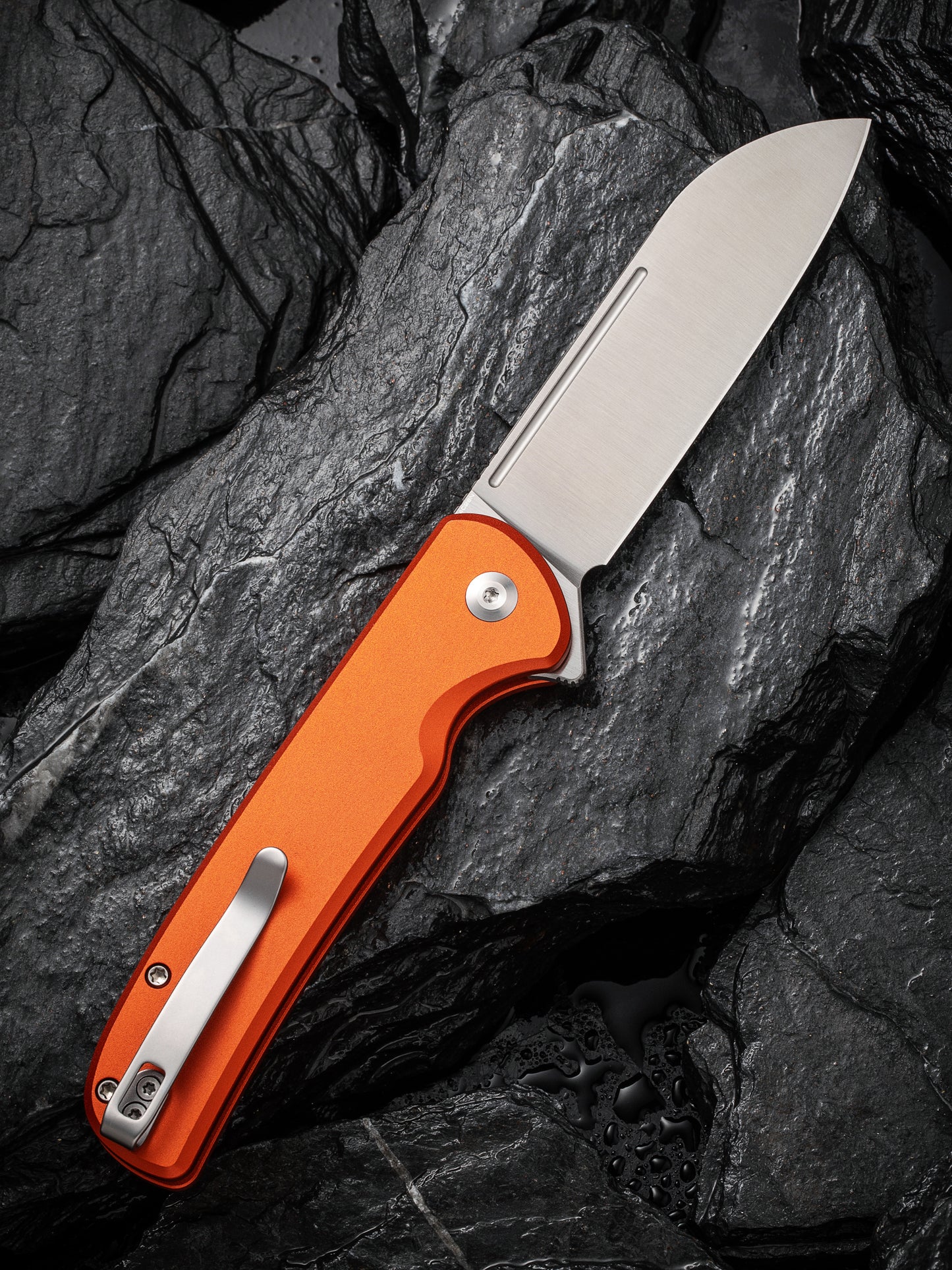 Civivi Chevalier II 3.47" Sandvik 14C28N Orange Aluminium Button Lock Folding Knife C20022B-2