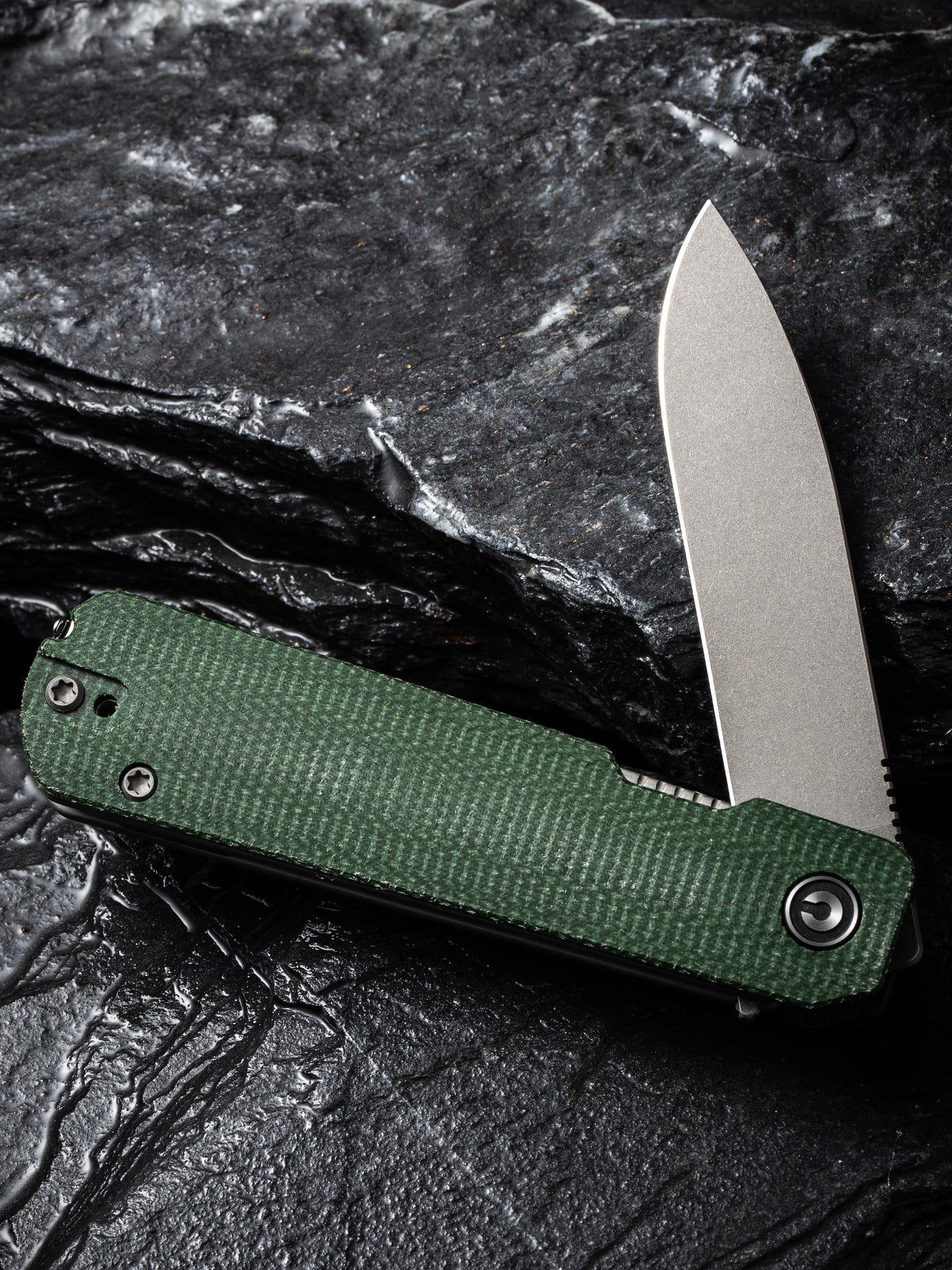 Civivi Sendy 2.83" Nitro-V Green Canvas Micarta Folding Knife by Ben Peterson C21004A-1
