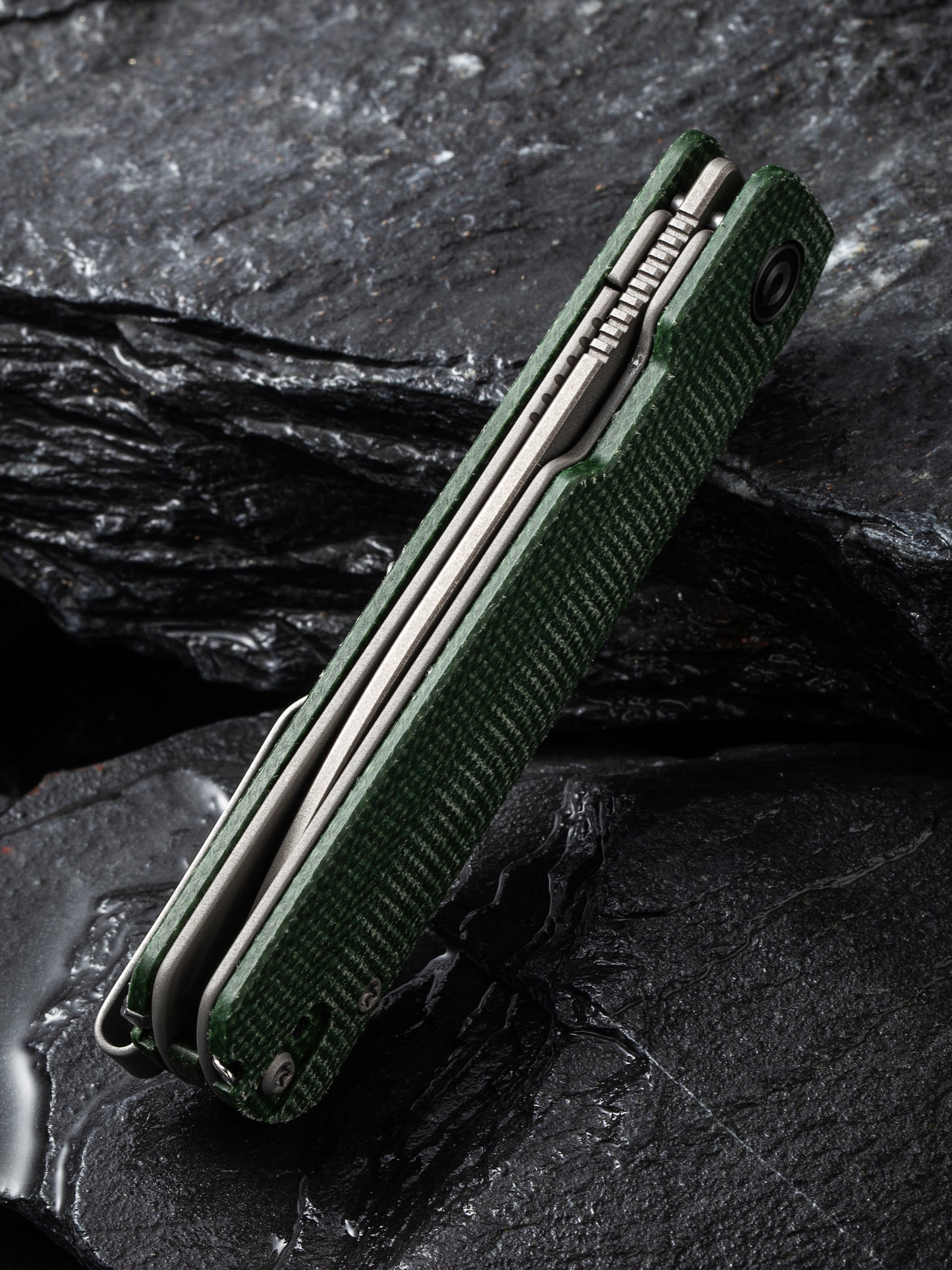 Civivi Sendy 2.83" Nitro-V Green Canvas Micarta Folding Knife by Ben Peterson C21004A-1