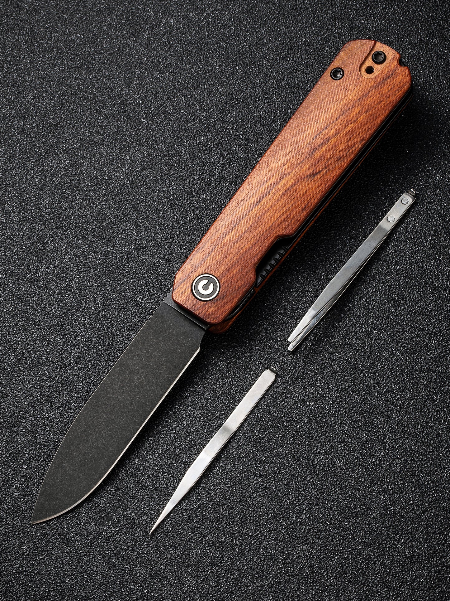 Civivi Sendy 2.83" Nitro-V Black Guibourtia Wood Folding Knife by Ben Peterson C21004A-2