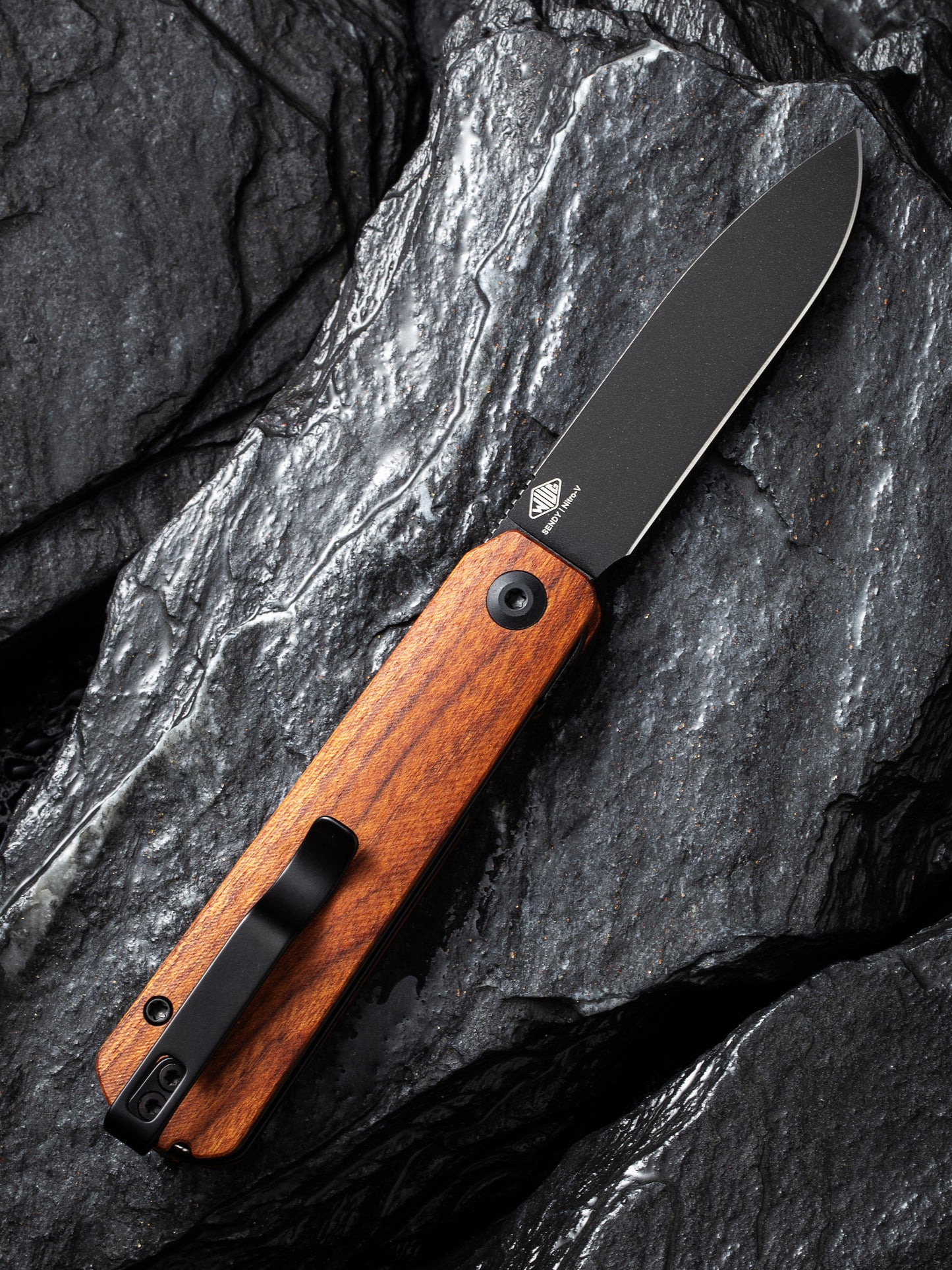 Civivi Sendy 2.83" Nitro-V Black Guibourtia Wood Folding Knife by Ben Peterson C21004A-2
