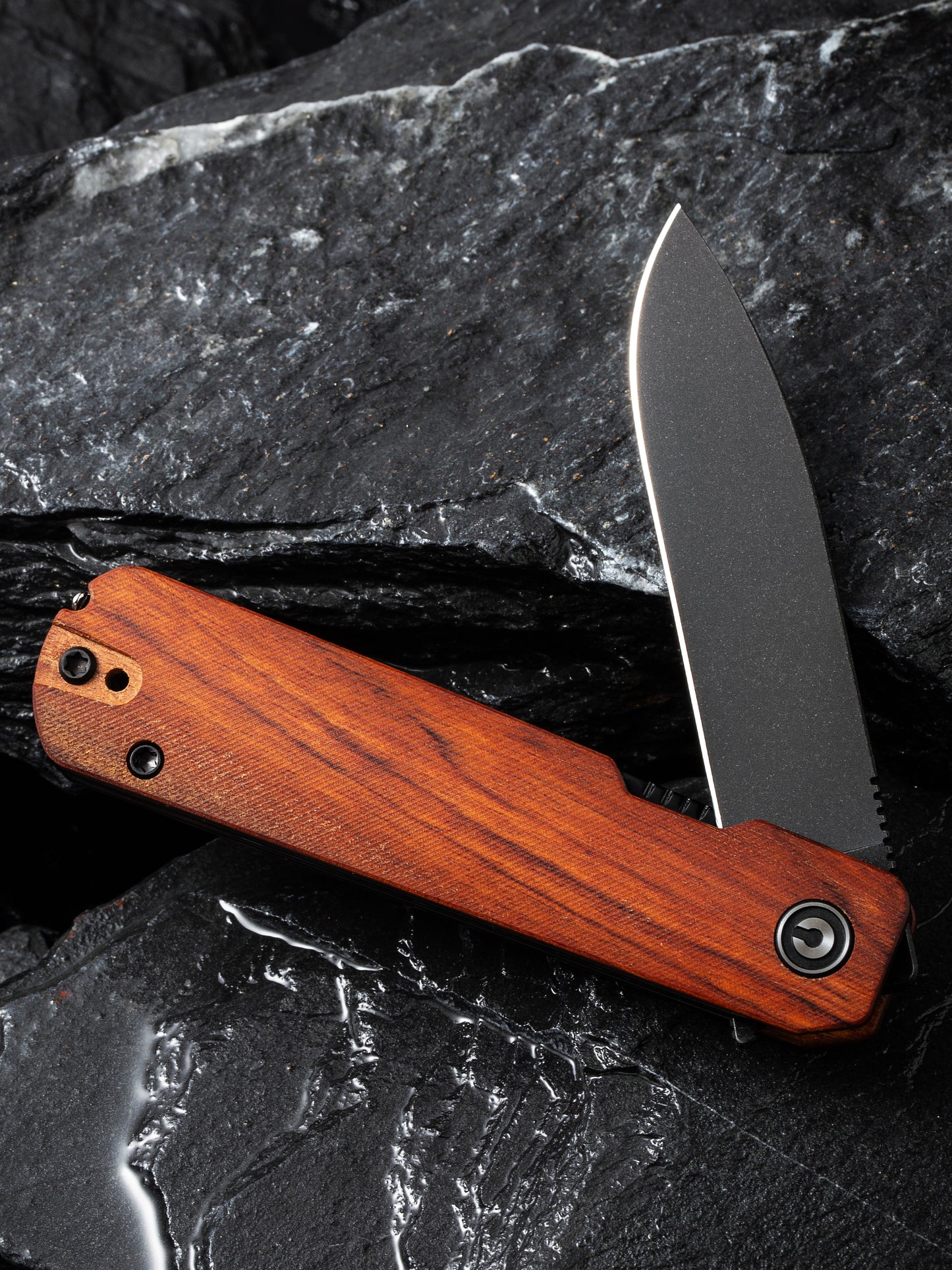Civivi Sendy 2.83" Nitro-V Black Guibourtia Wood Folding Knife by Ben Peterson C21004A-2