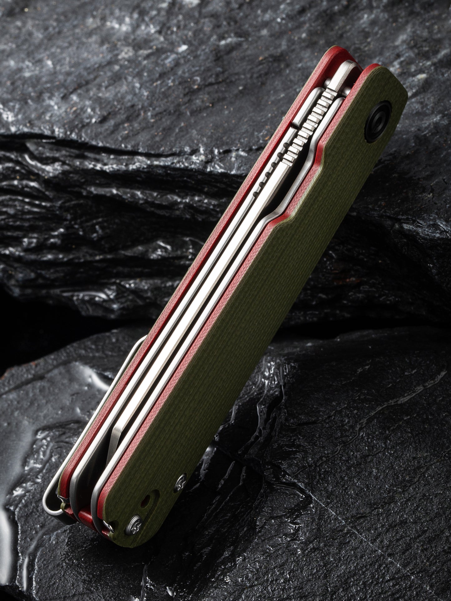 Civivi Sendy 2.83" Nitro-V Milled Green/Red G10 Folding Knife by Ben Peterson C21004B-1