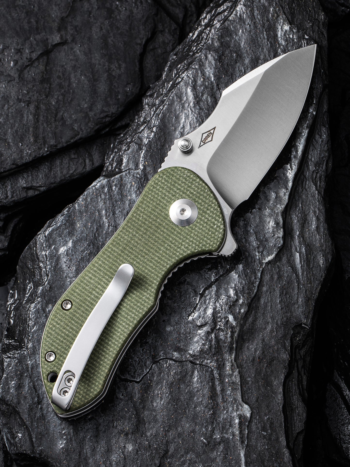 Civivi Gordo 2.51" D2 Olive Green Canvas Micarta Folding Knife by Peter Carey C22018C-2
