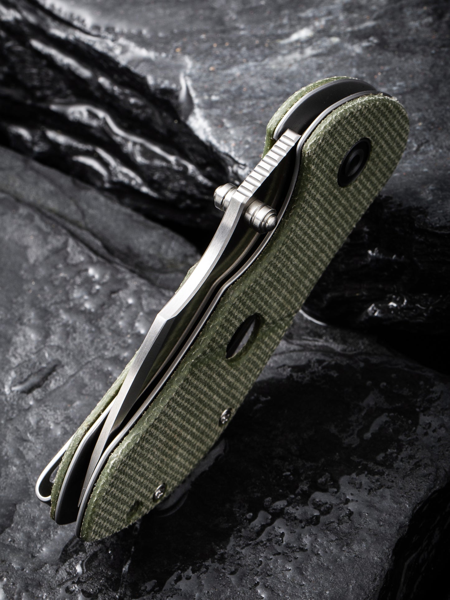 Civivi Gordo 2.51" D2 Olive Green Canvas Micarta Folding Knife by Peter Carey C22018C-2