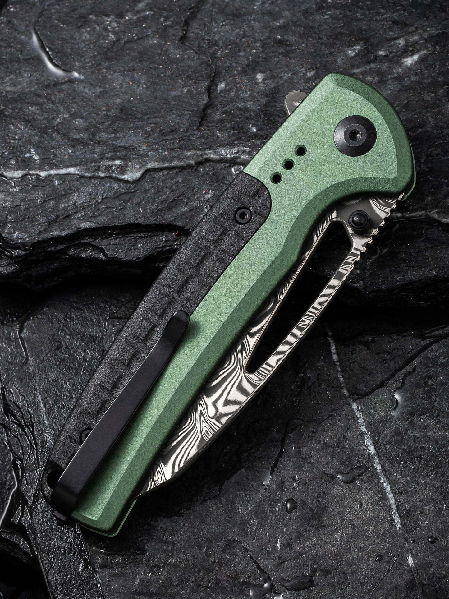 Civivi Sentinel Strike 3.7" Damascus Green/Black Aluminium Folding Knife C22025B-DS1