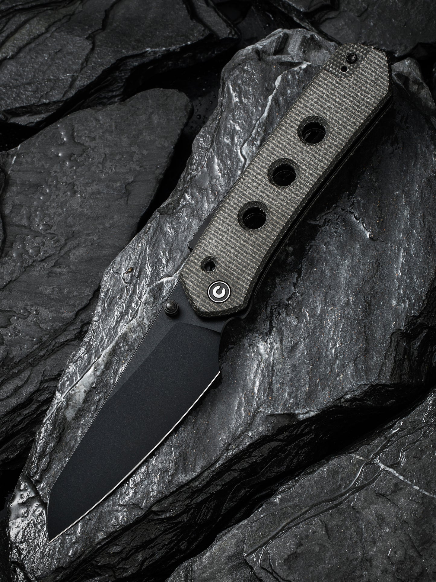 Civivi Vision FG 3.54" Black Nitro-V Dark Green Micarta Folding Knife by Snecx C22036-3