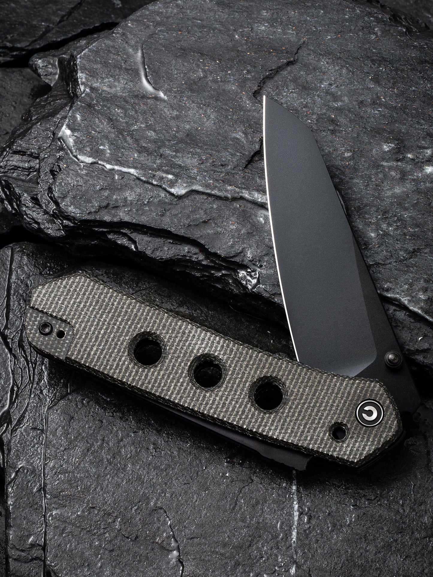 Civivi Vision FG 3.54" Black Nitro-V Dark Green Micarta Folding Knife by Snecx C22036-3