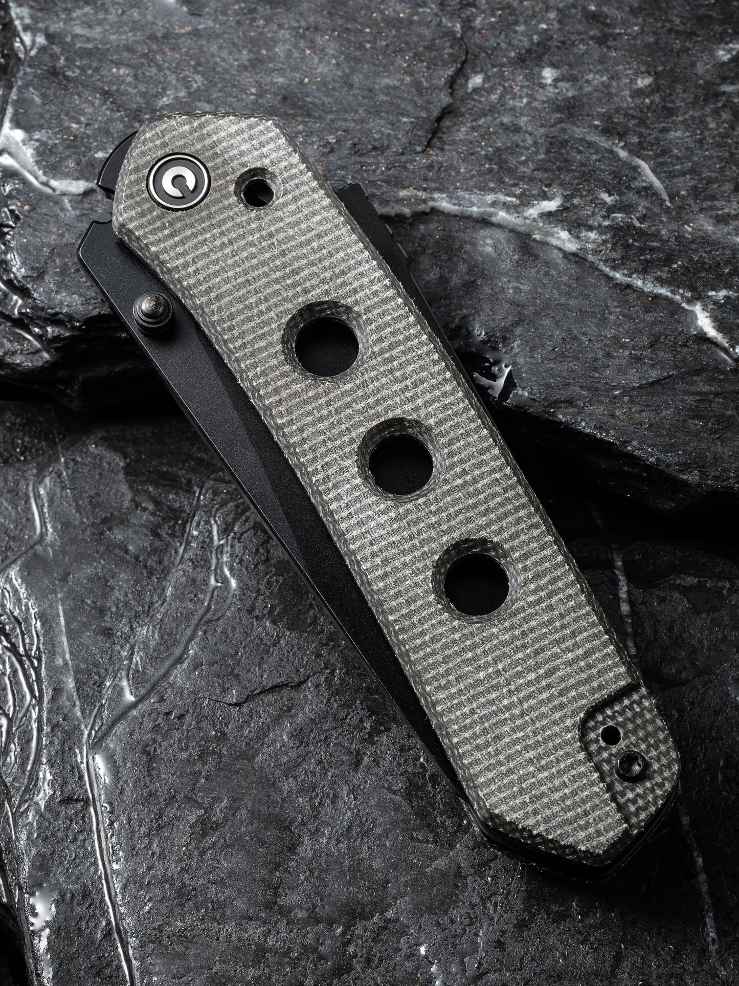 Civivi Vision FG 3.54" Black Nitro-V Dark Green Micarta Folding Knife by Snecx C22036-3