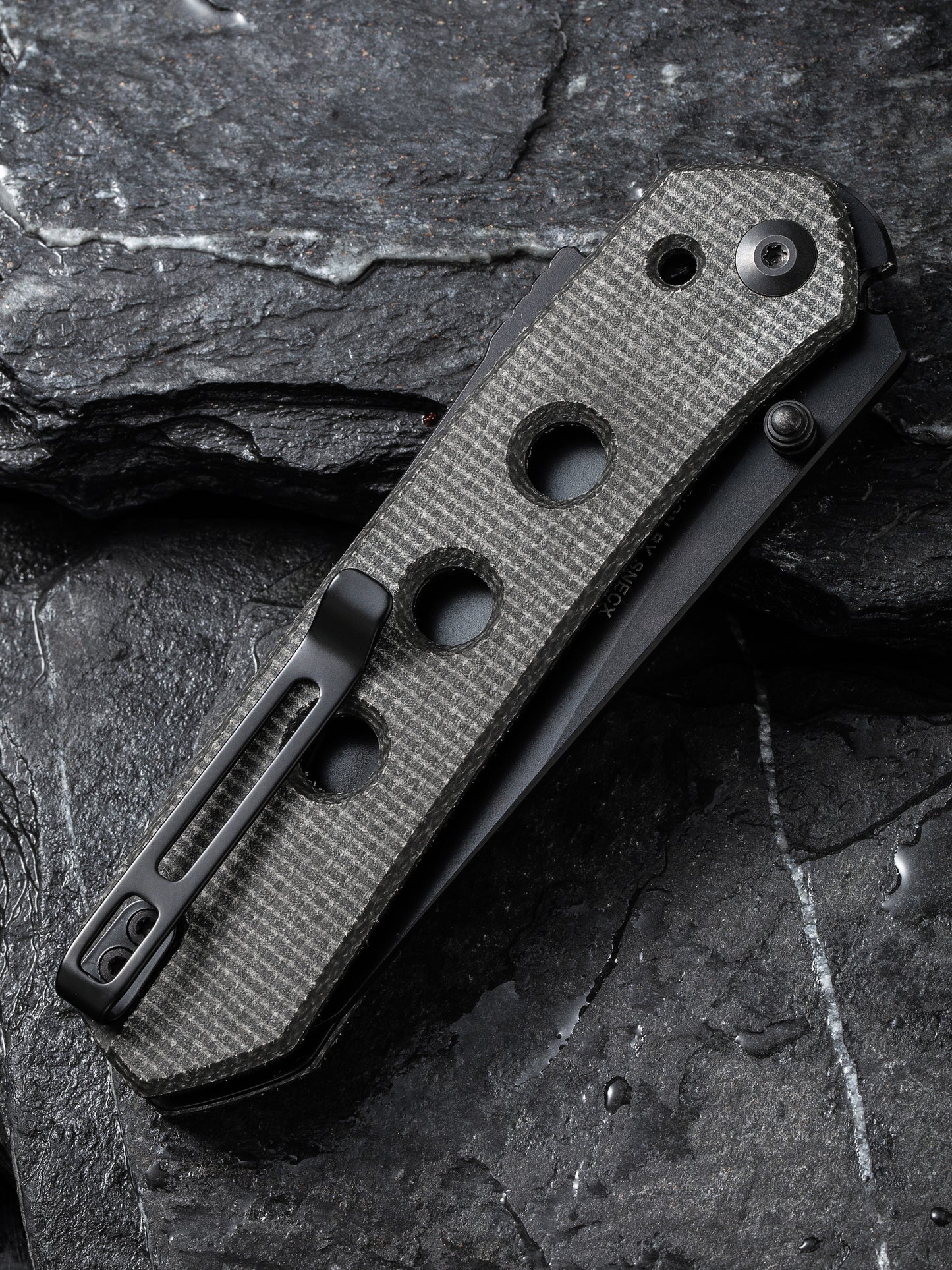 Civivi Vision FG 3.54" Black Nitro-V Dark Green Micarta Folding Knife by Snecx C22036-3