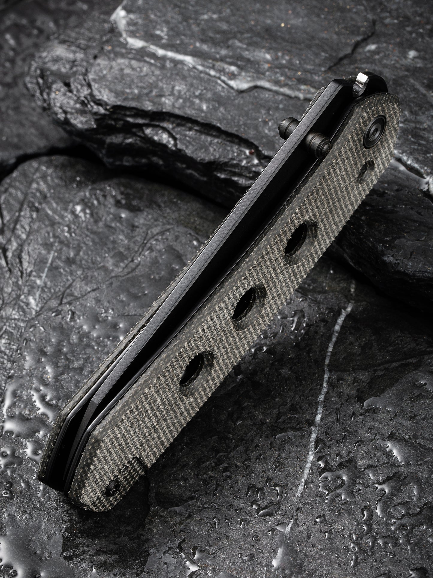 Civivi Vision FG 3.54" Black Nitro-V Dark Green Micarta Folding Knife by Snecx C22036-3