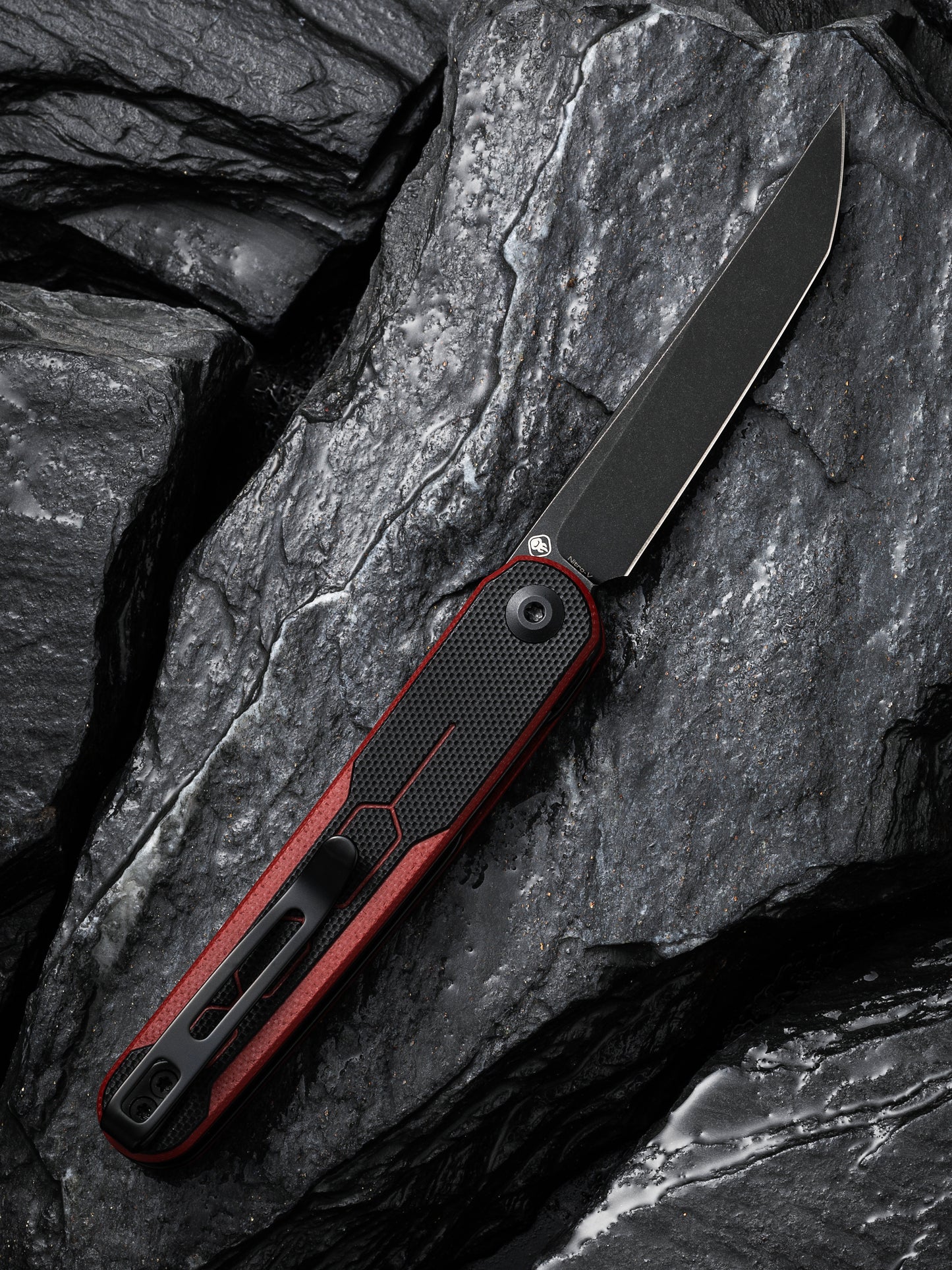 Civivi KwaiQ 2.97" Nitro-V Black Burgundy/Black G10 Folding Knife by Rafal Brzeski C23015-1