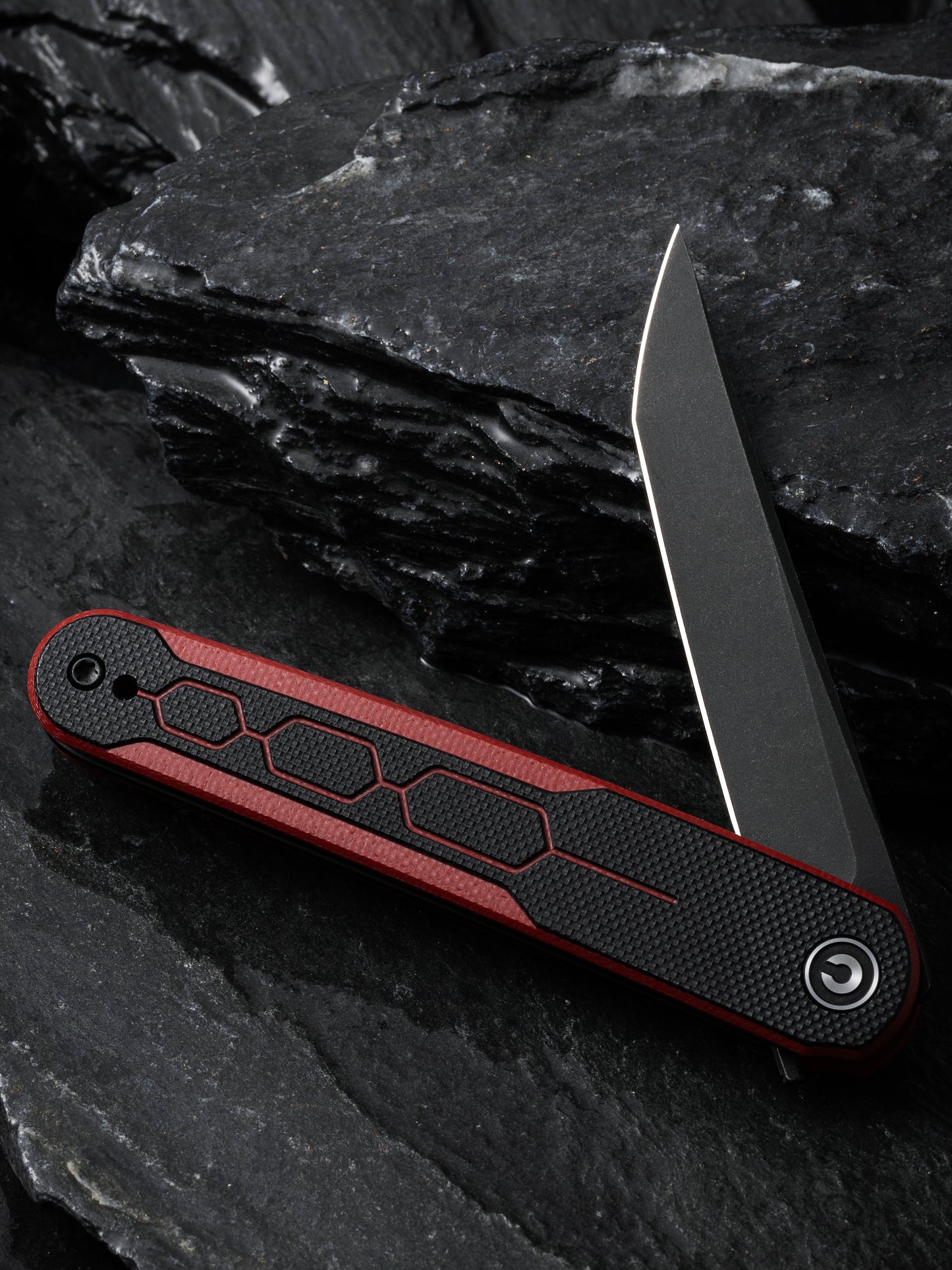 Civivi KwaiQ 2.97" Nitro-V Black Burgundy/Black G10 Folding Knife by Rafal Brzeski C23015-1
