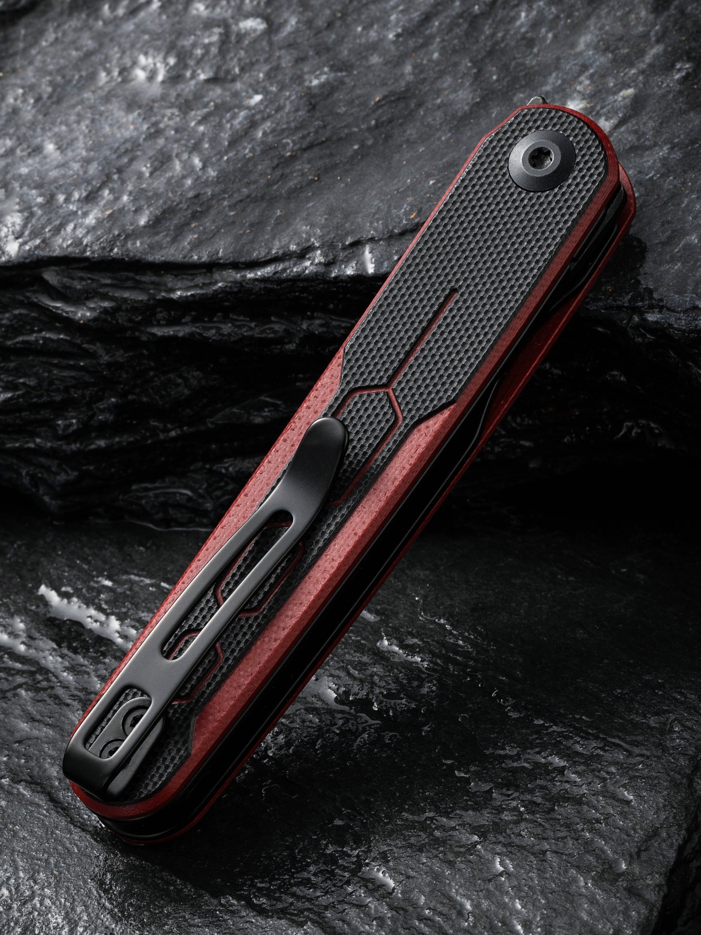 Civivi KwaiQ 2.97" Nitro-V Black Burgundy/Black G10 Folding Knife by Rafal Brzeski C23015-1