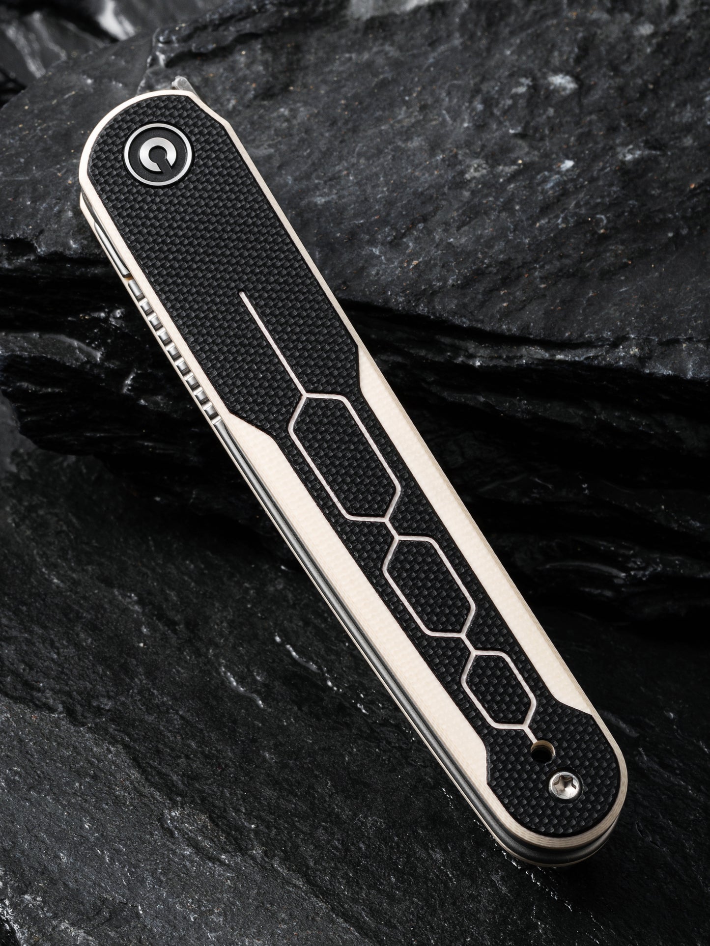 Civivi KwaiQ 2.97" Damascus Ivory/Black G10 Folding Knife by Rafal Brzeski C23015-DS1