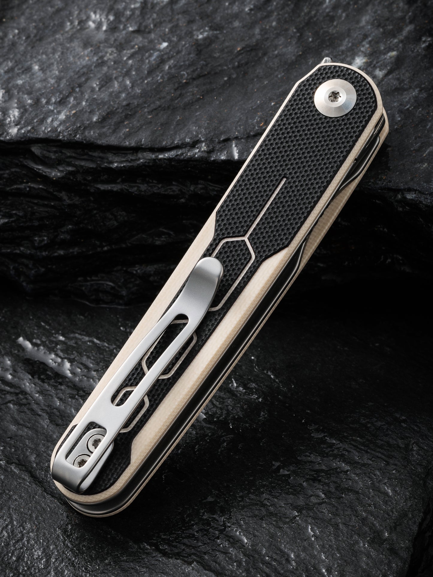 Civivi KwaiQ 2.97" Damascus Ivory/Black G10 Folding Knife by Rafal Brzeski C23015-DS1