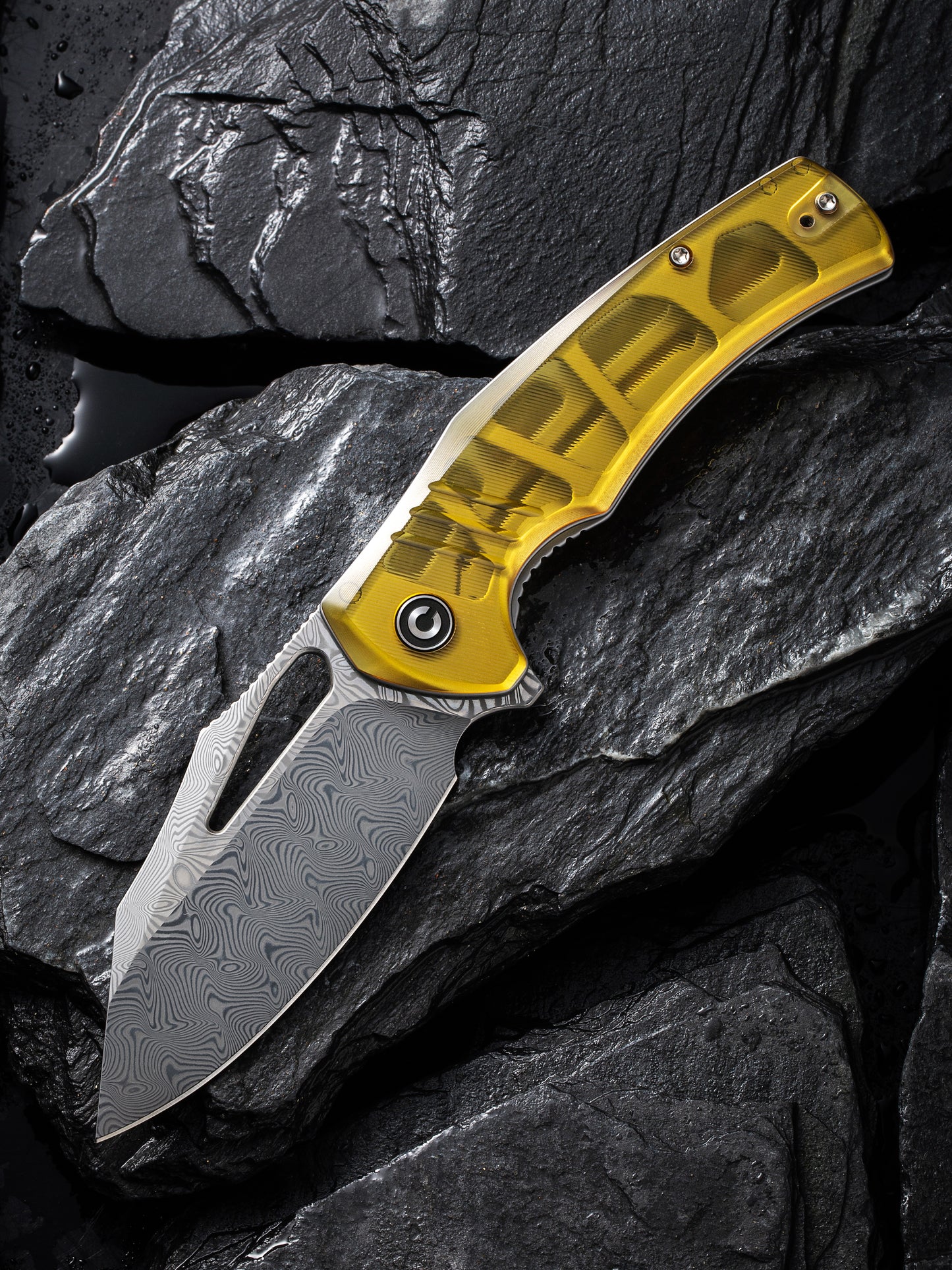 Civivi Bulltusk 3.48" Damascus Polished Ultem Folding Knife C23017-DS1