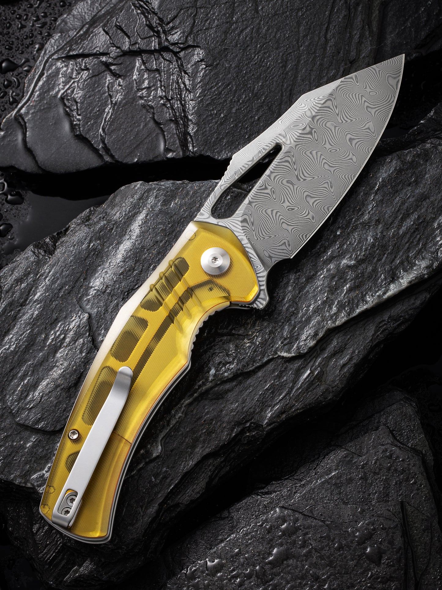 Civivi Bulltusk 3.48" Damascus Polished Ultem Folding Knife C23017-DS1