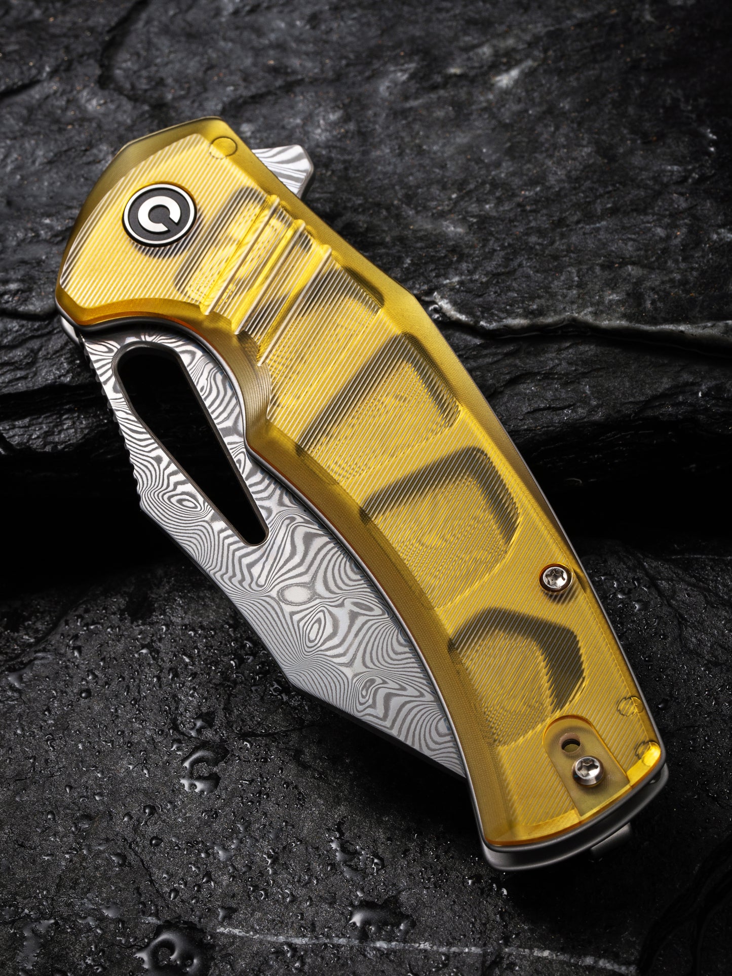 Civivi Bulltusk 3.48" Damascus Polished Ultem Folding Knife C23017-DS1