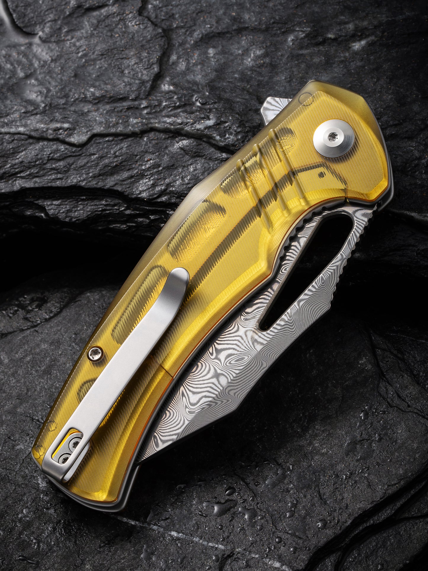 Civivi Bulltusk 3.48" Damascus Polished Ultem Folding Knife C23017-DS1