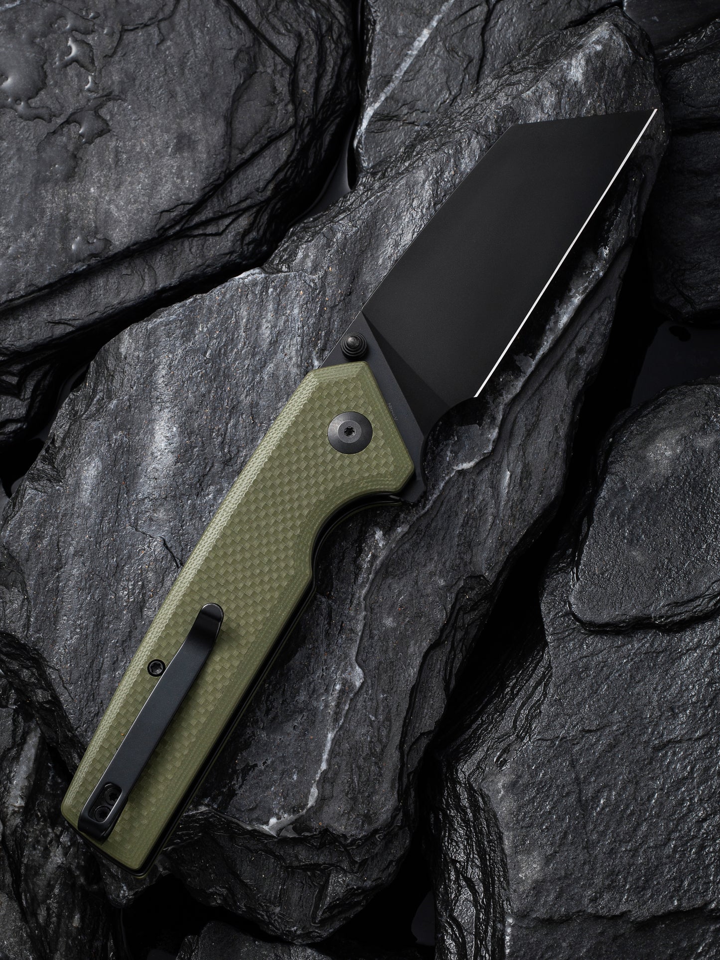 Civivi Amirite 3.48" Nitro-V Black Modified Wharncliffe OD Green G10 Folding Knife C23028-3