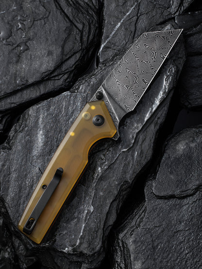 Civivi Amirite 3.48" Black Damascus Modified Wharncliffe Ultem Folding Knife C23028-DS1