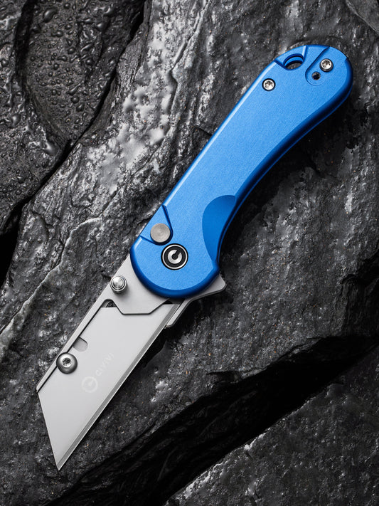 Civivi Elementum Utility Button Lock 2.26" Replaceable Blade Blue Folding Knife with 3 Extra Blades C23039B-2