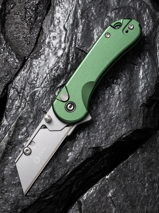 Civivi Elementum Utility Button Lock 2.26" Replaceable Blade Green Folding Knife with 3 Extra Blades C23039B-3