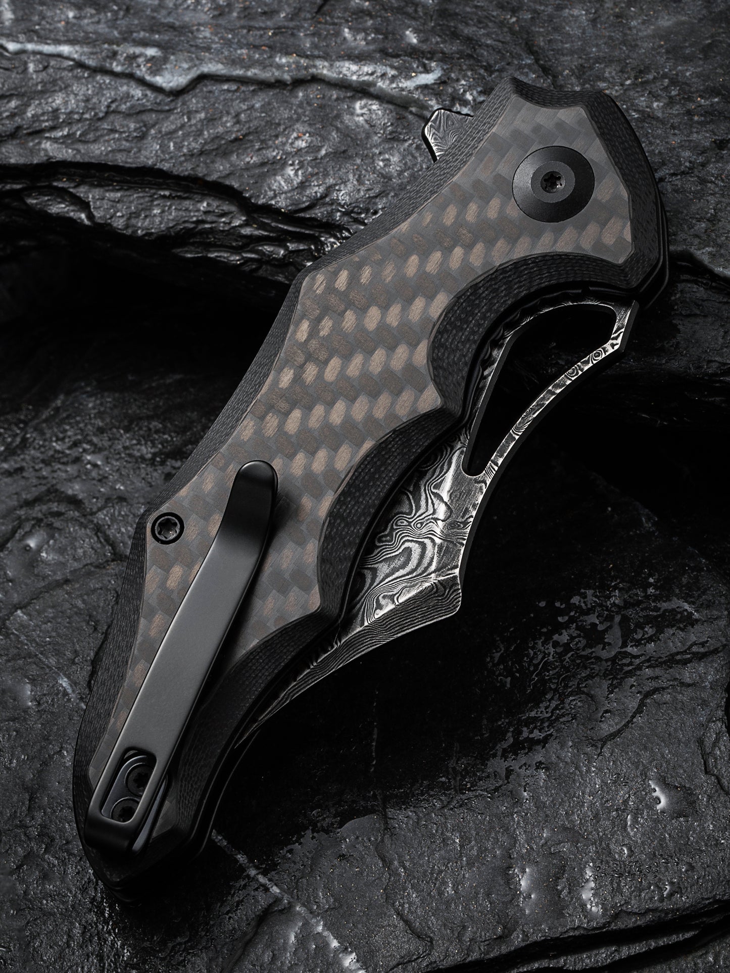 Civivi Chiro 3.1" Black Damascus Carbon Fiber/G10 Folding Knife C23046-DS1