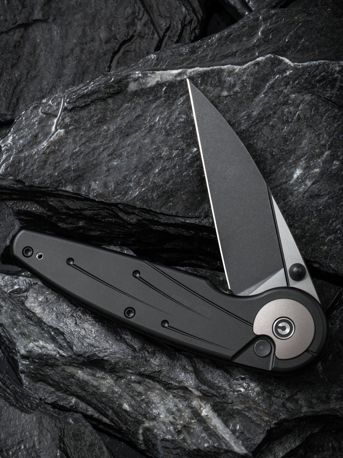 Civivi Starflare 3.3" Nitro-V Black Aluminium Wharncliffe Button Lock Folding Knife C23052-1