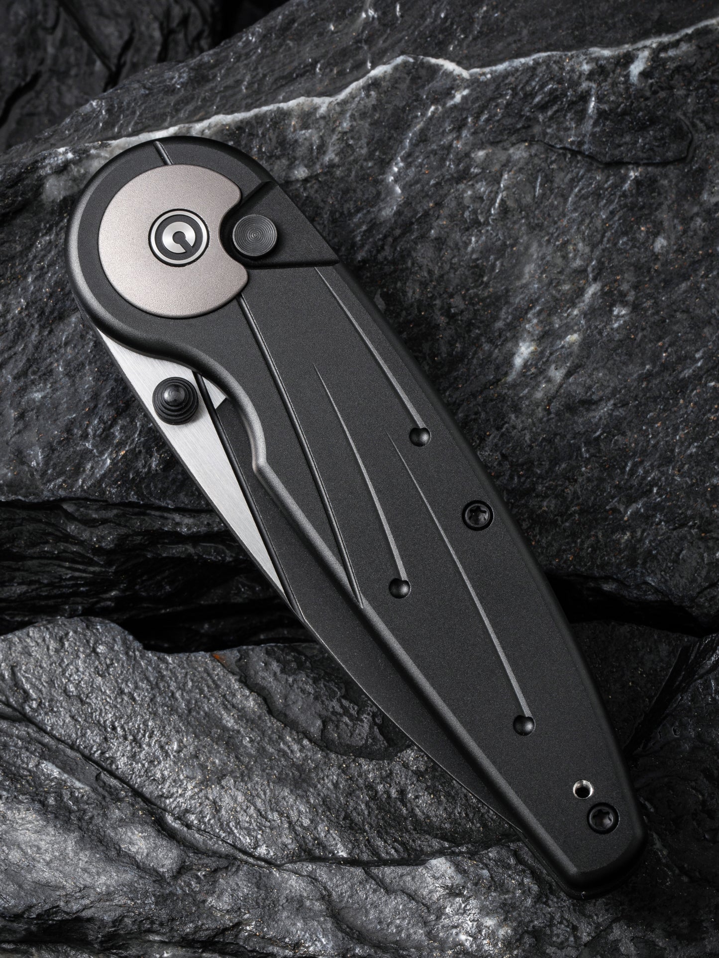 Civivi Starflare 3.3" Nitro-V Black Aluminium Wharncliffe Button Lock Folding Knife C23052-1