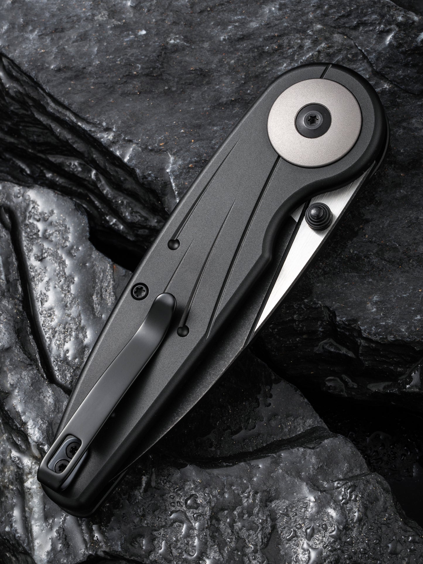 Civivi Starflare 3.3" Nitro-V Black Aluminium Wharncliffe Button Lock Folding Knife C23052-1