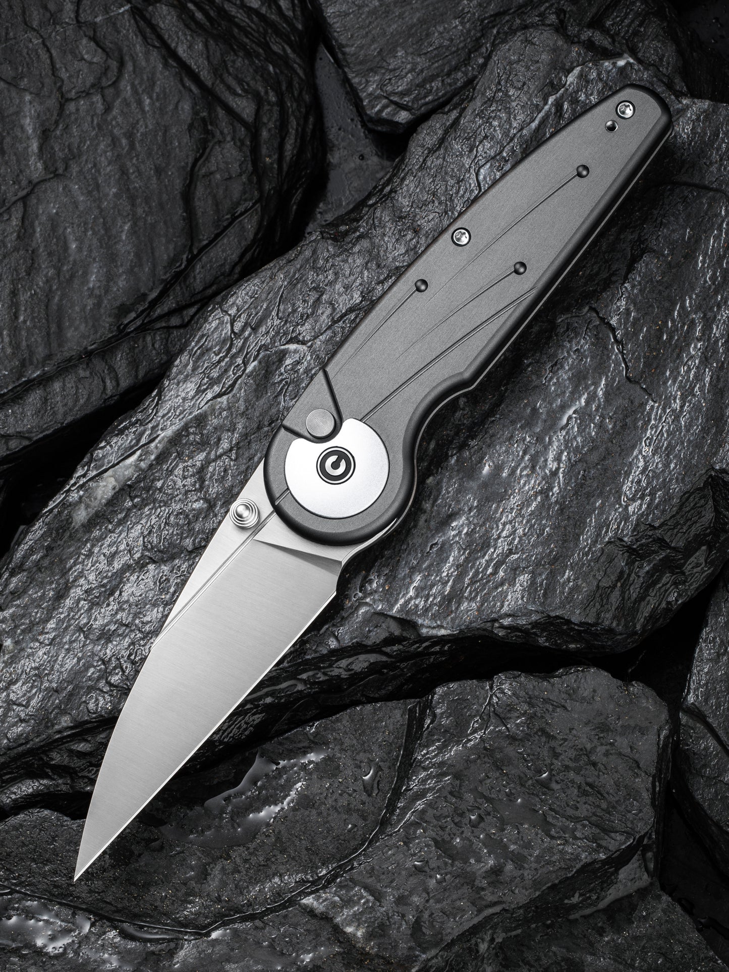 Civivi Starflare 3.3" Nitro-V Gray Aluminium Wharncliffe Button Lock Folding Knife C23052-2