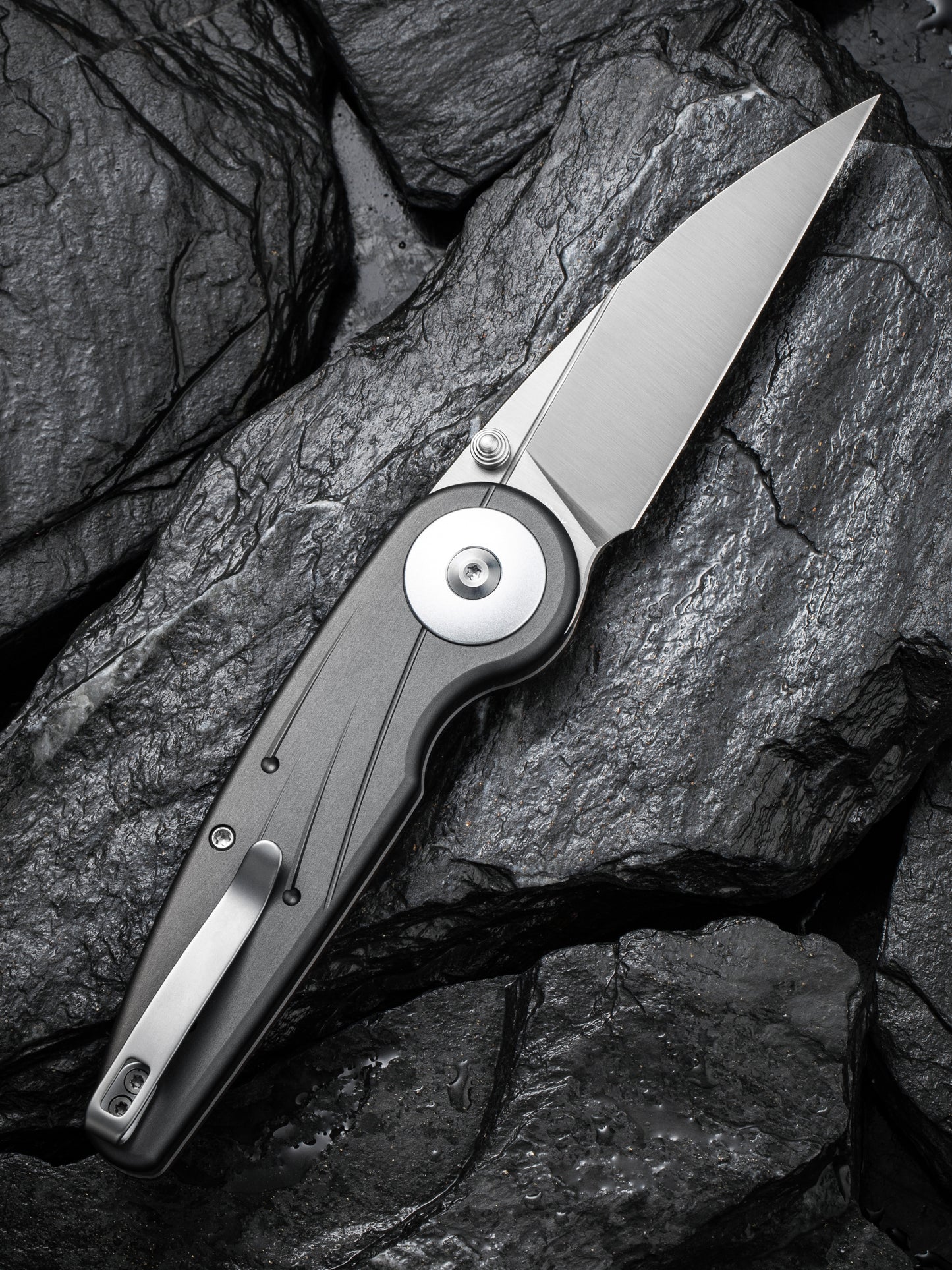 Civivi Starflare 3.3" Nitro-V Gray Aluminium Wharncliffe Button Lock Folding Knife C23052-2