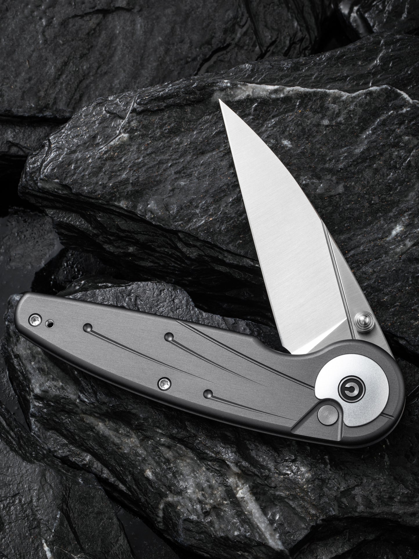 Civivi Starflare 3.3" Nitro-V Gray Aluminium Wharncliffe Button Lock Folding Knife C23052-2
