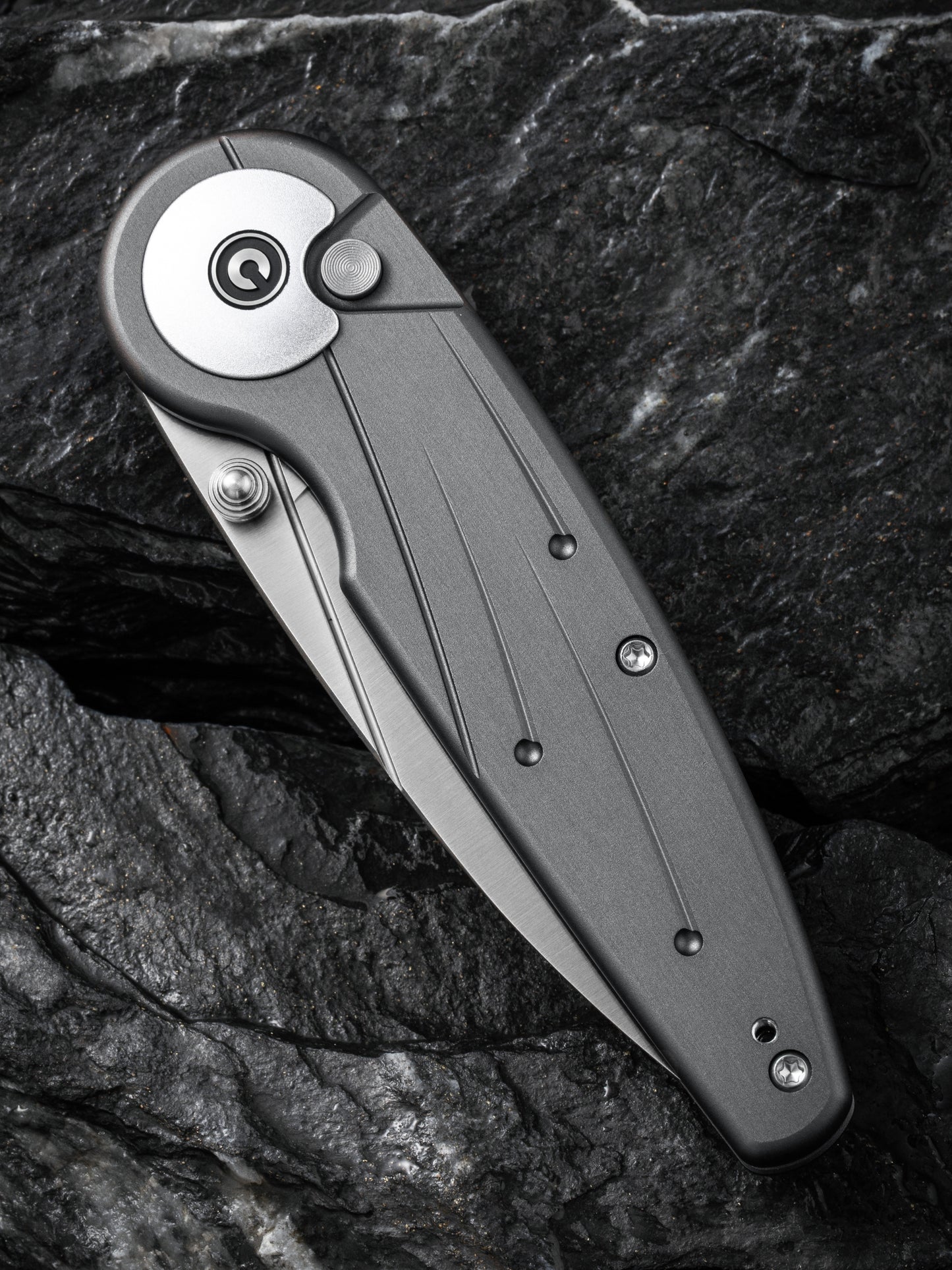 Civivi Starflare 3.3" Nitro-V Gray Aluminium Wharncliffe Button Lock Folding Knife C23052-2