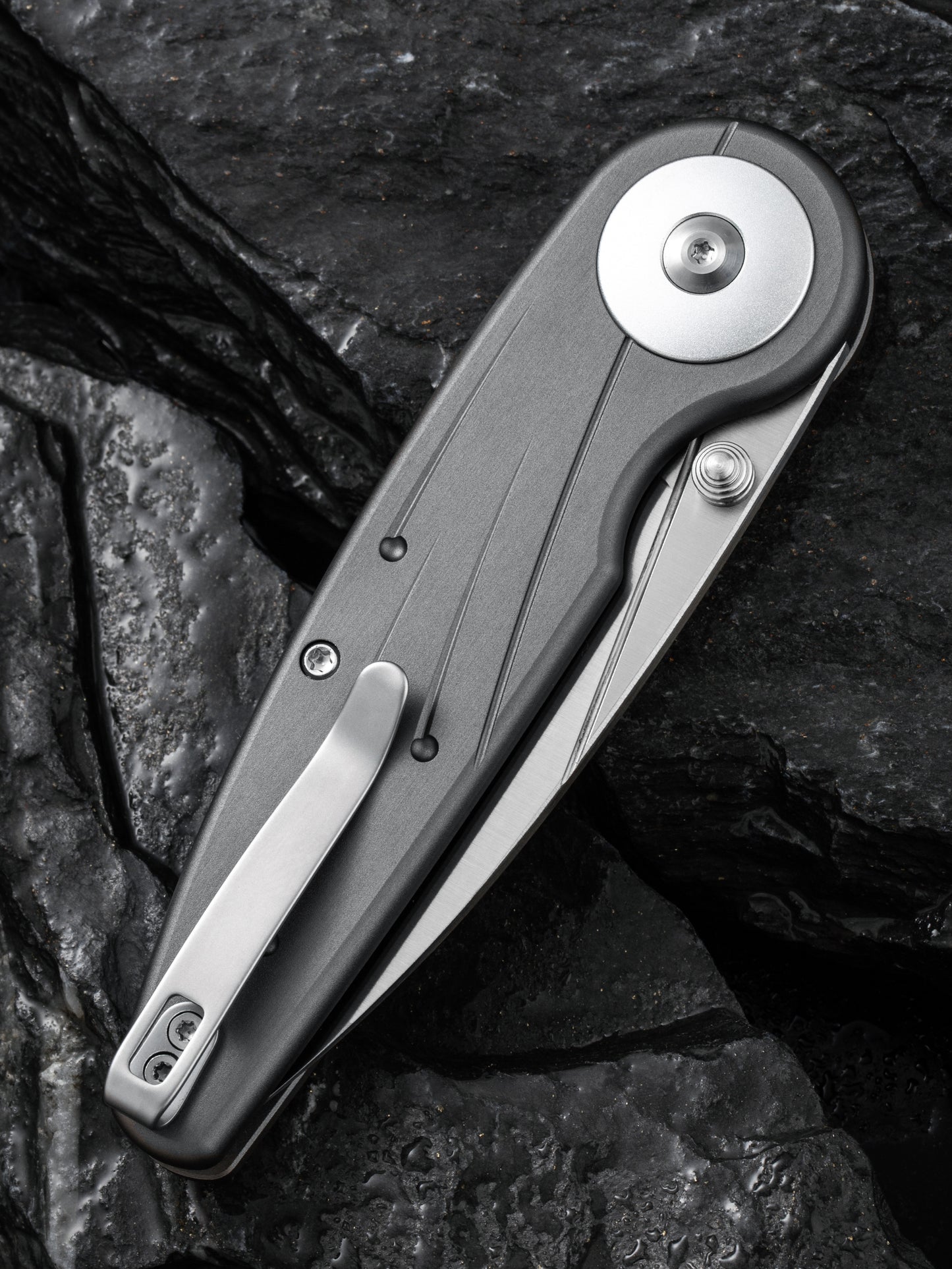 Civivi Starflare 3.3" Nitro-V Gray Aluminium Wharncliffe Button Lock Folding Knife C23052-2