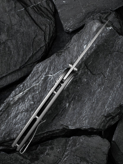 Civivi Starflare 3.3" Nitro-V Gray Aluminium Wharncliffe Button Lock Folding Knife C23052-2