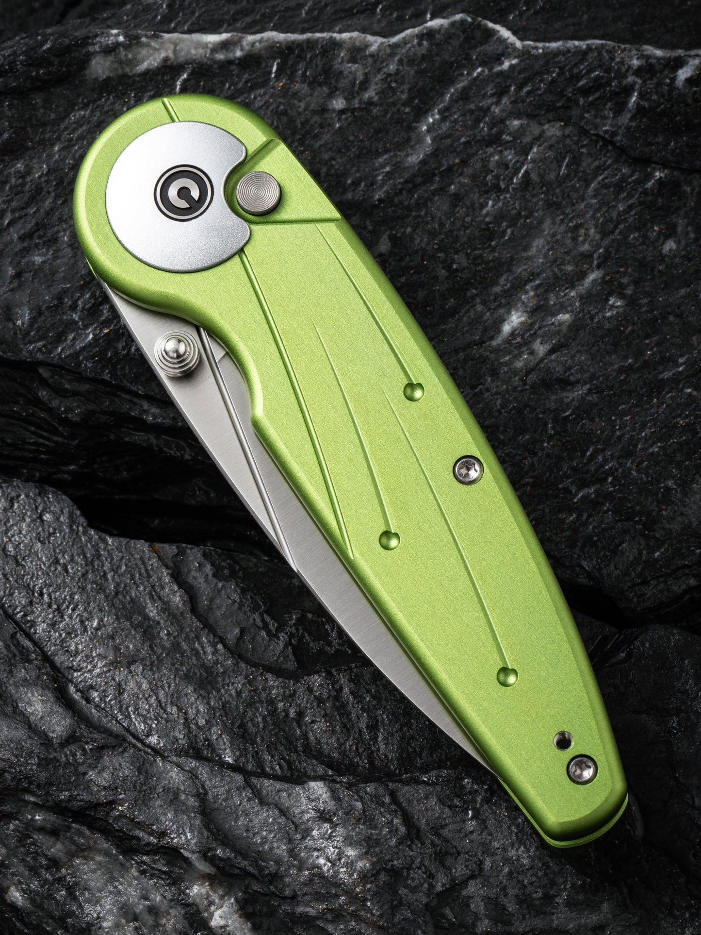 Civivi Starflare 3.3" Nitro-V Lime Green Aluminium Wharncliffe Button Lock Folding Knife C23052-3